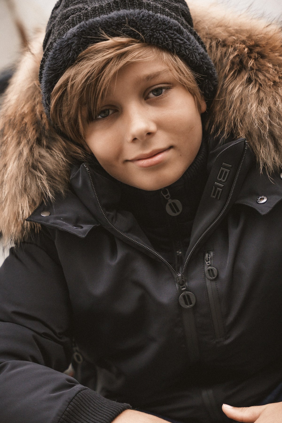 IBIS Forward Boys' Zipper Pocket Coat close-up lifestyle portrait