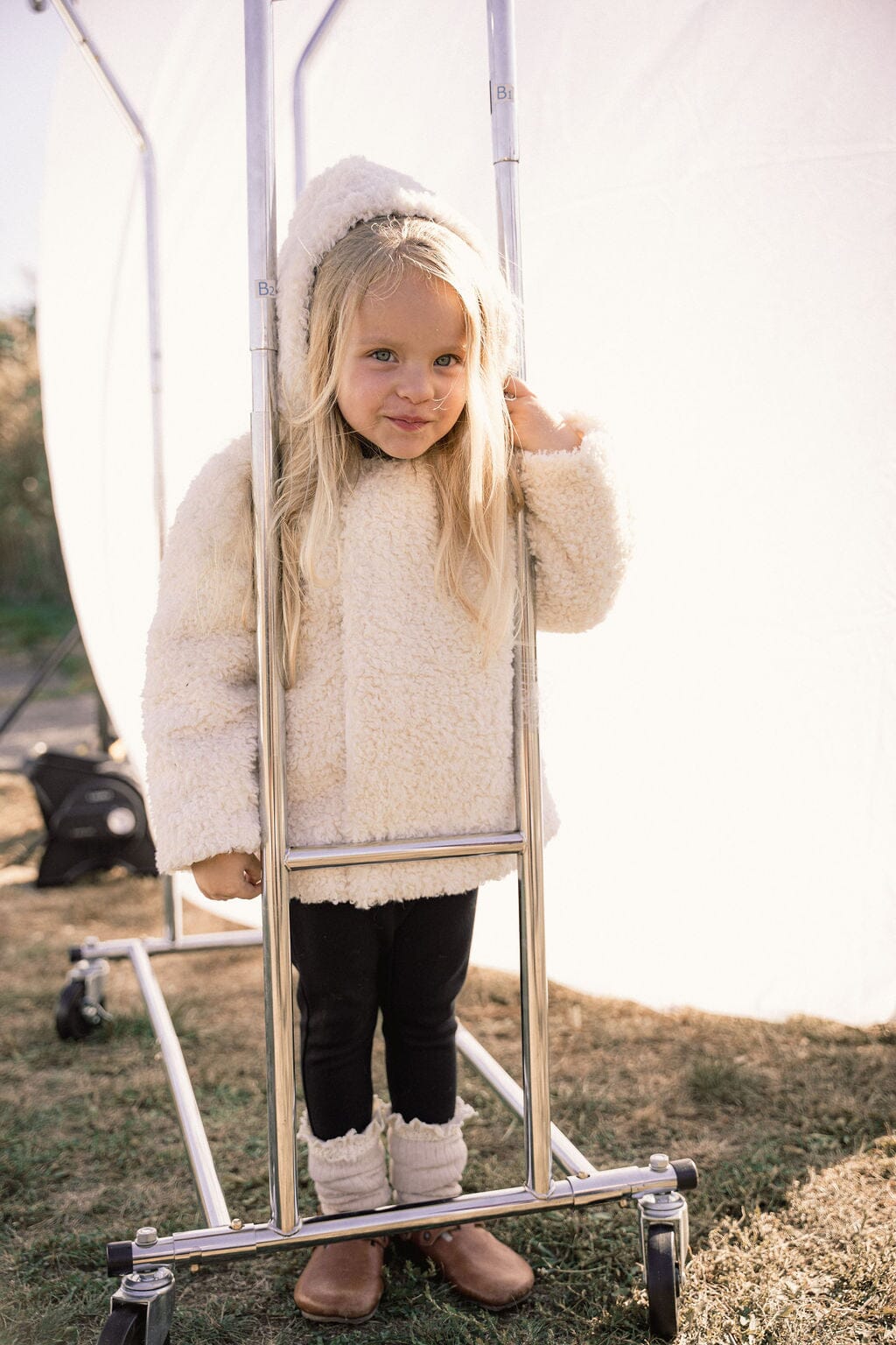 Allegory Diagonal Closure Baby Coat - Winter White Shearling Coat IBIS Outerwear