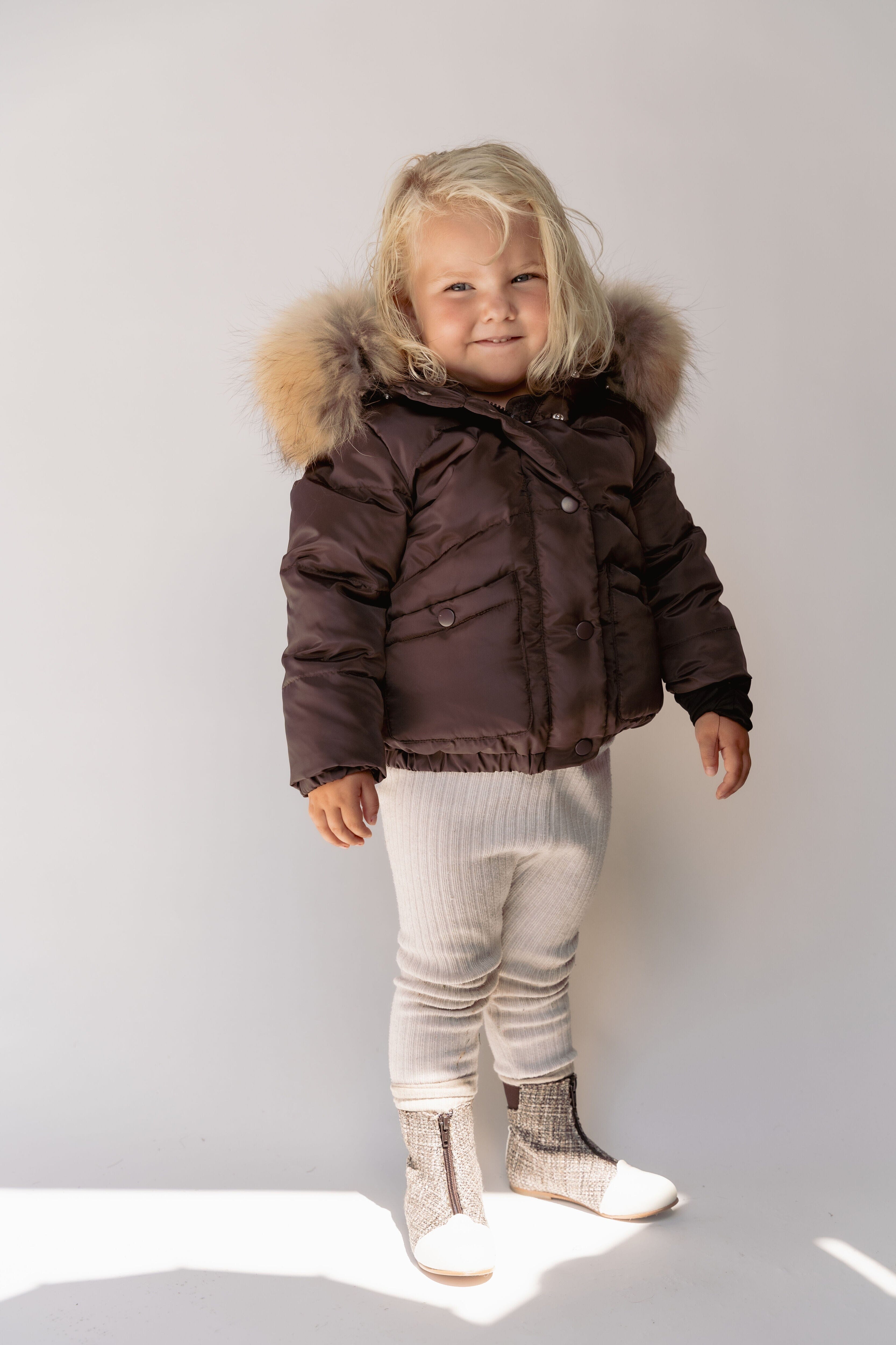 Avenue Girls Down Coat - Cranberry/Brown Coat IBIS Outerwear 3