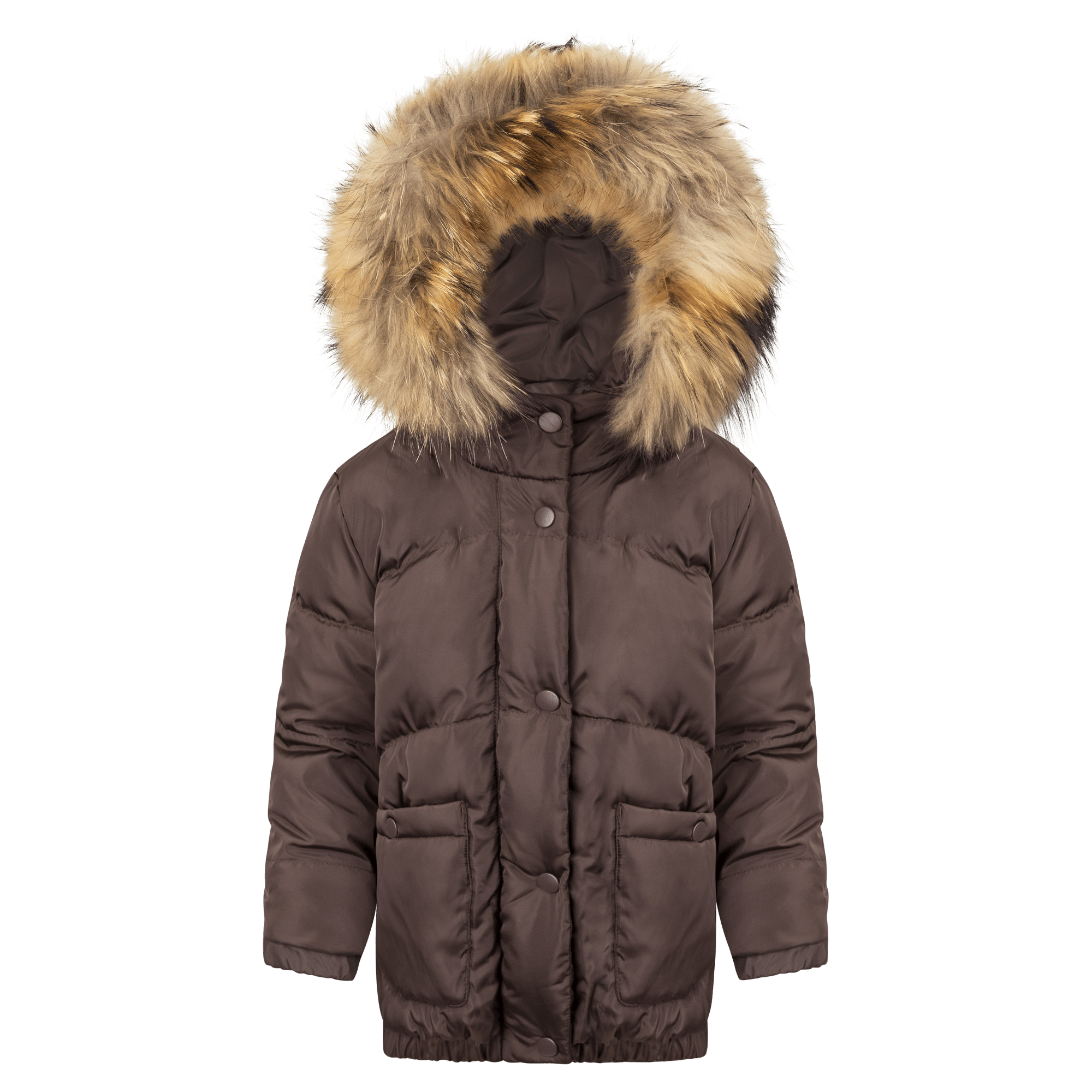 Avenue Girls Down Coat - Cranberry/Brown Coat IBIS Outerwear