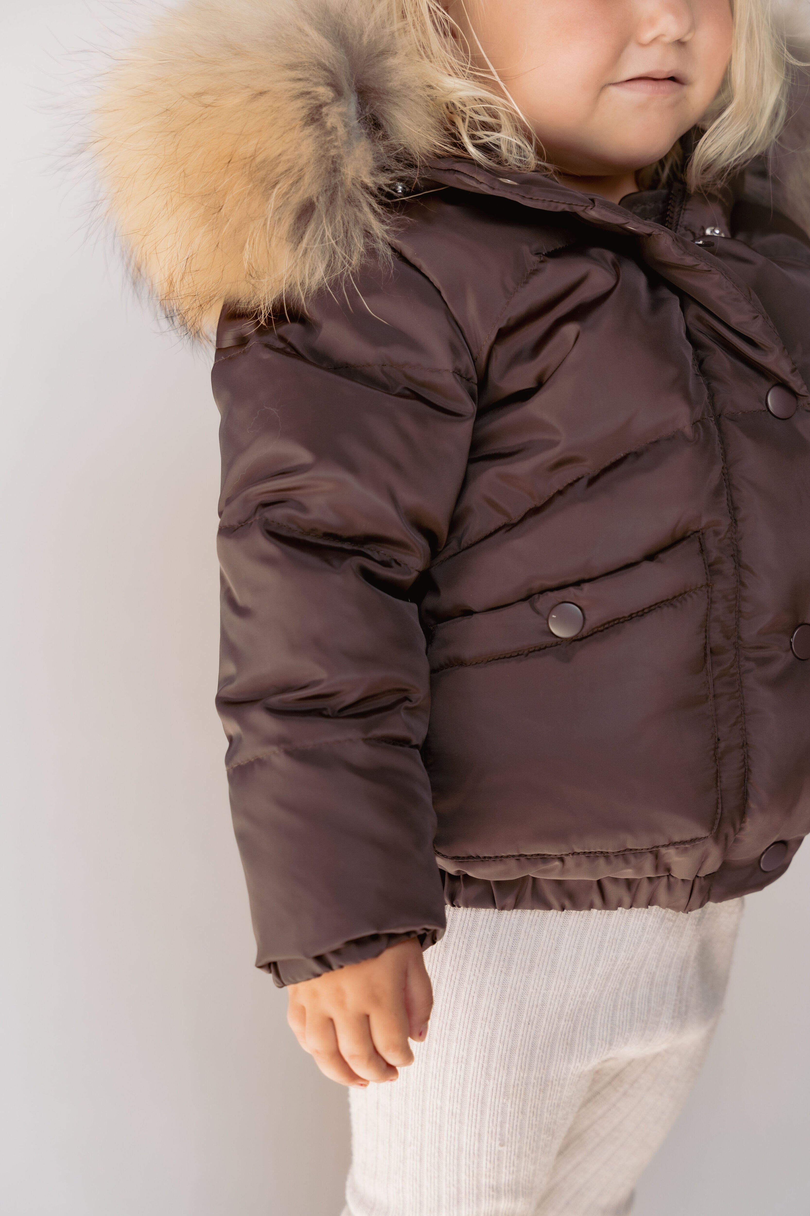 Avenue Girls Down Coat - Cranberry/Brown Coat IBIS Outerwear