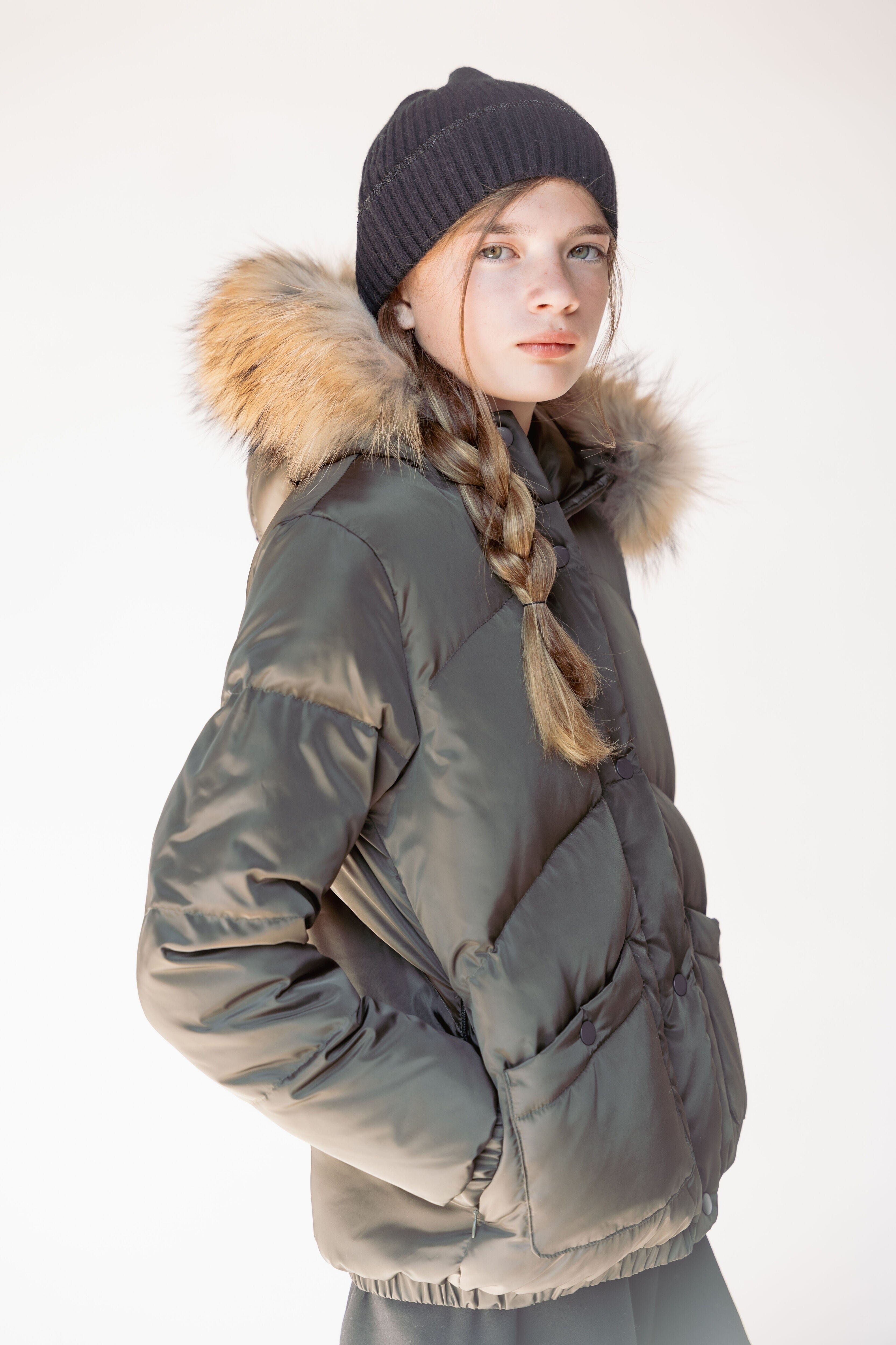Avenue Girls Down Coat - Olive Green Coat IBIS Outerwear 4