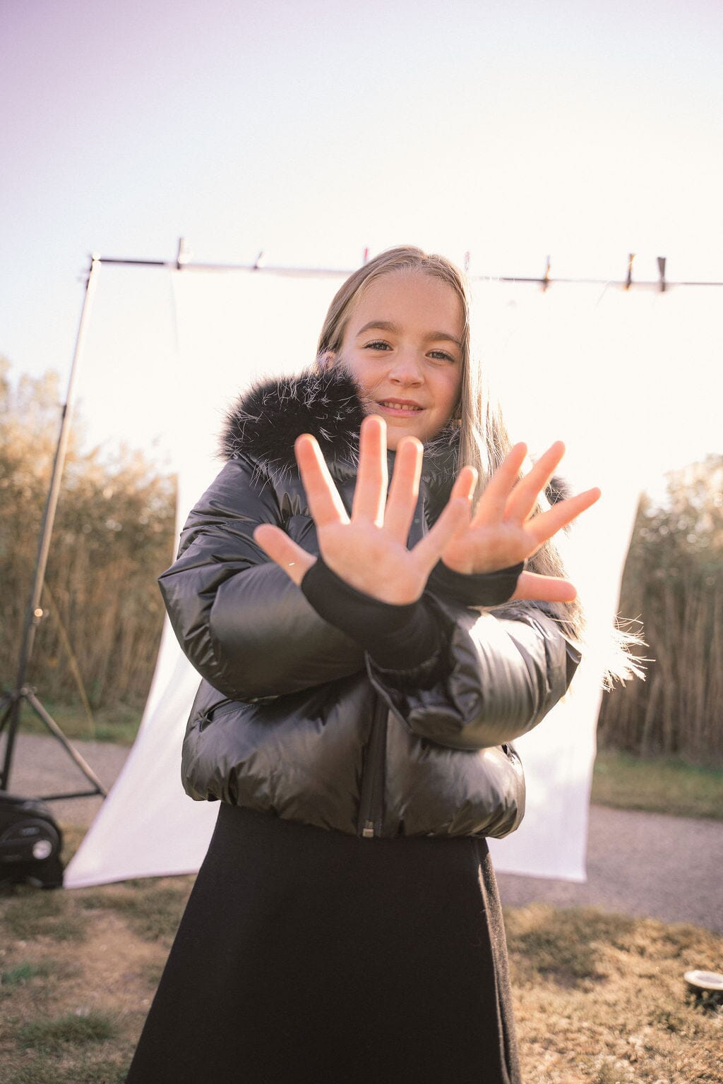 Ballad Puffer Coat Girls Down Coat - Black with Fur Coat IBIS Outerwear