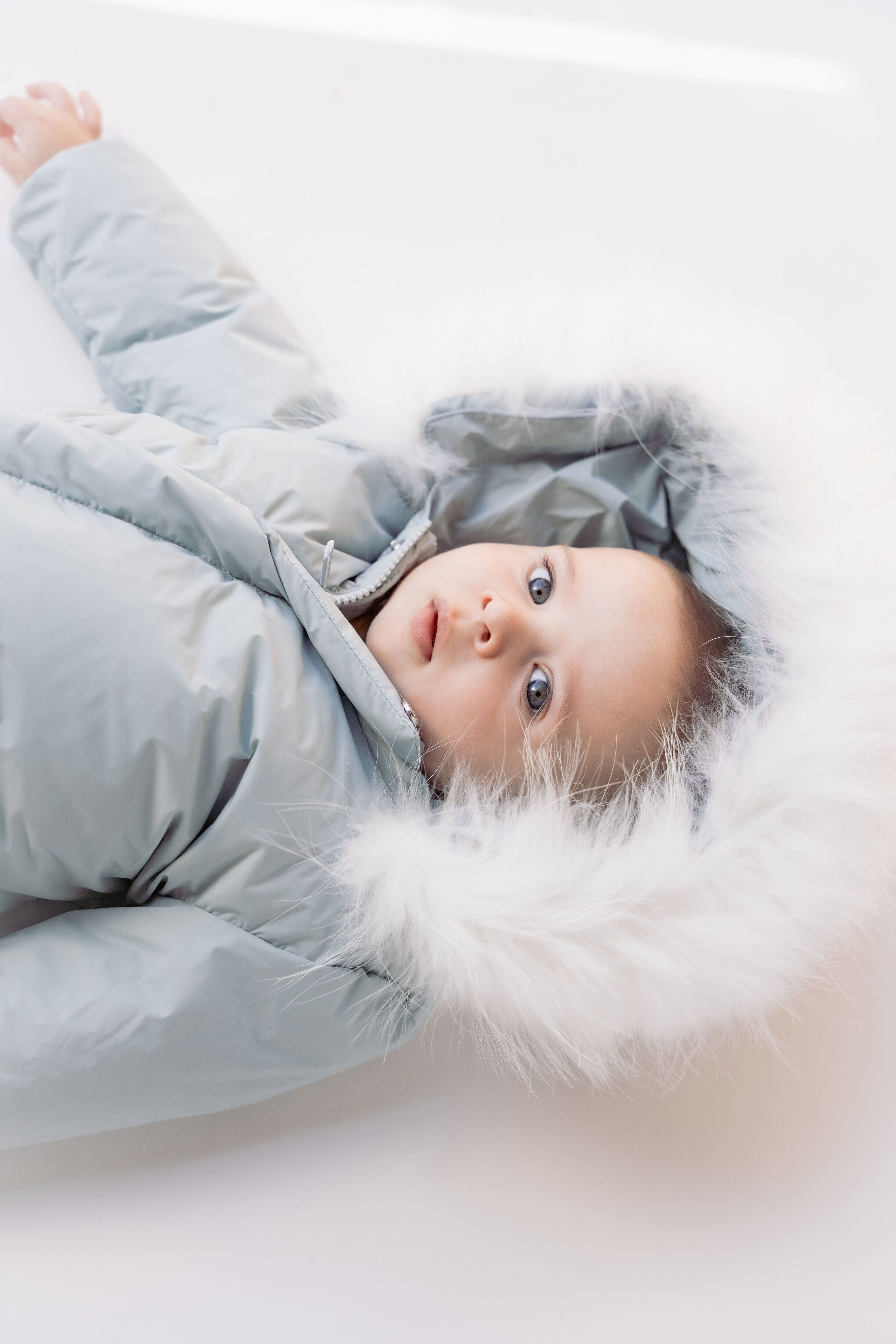 Cosmo Baby Down Coat w/ Foot Sack-Powder Blue Coat IBIS Outerwear