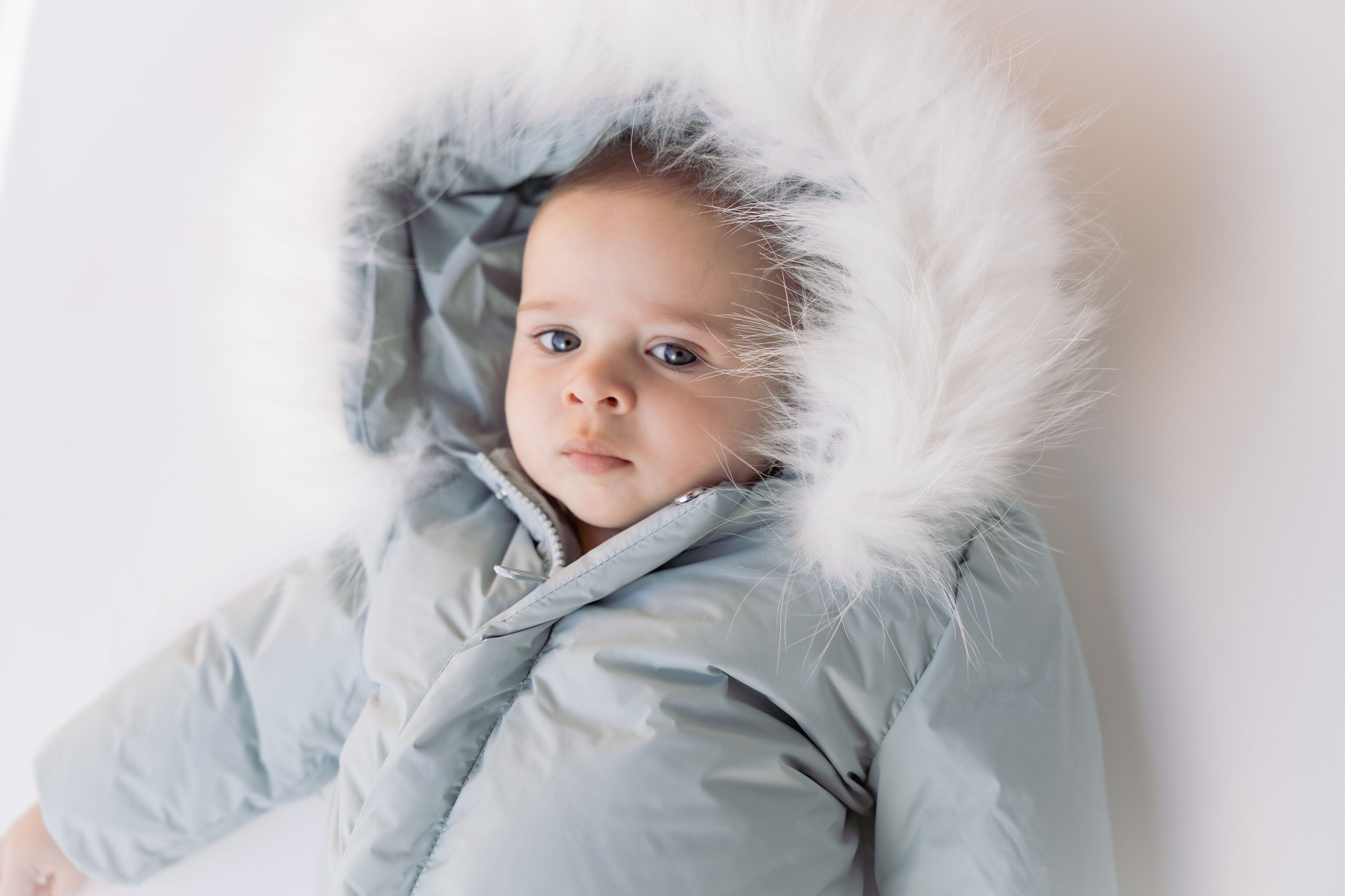 Cosmo Baby Down Coat w/ Foot Sack-Powder Blue Coat IBIS Outerwear