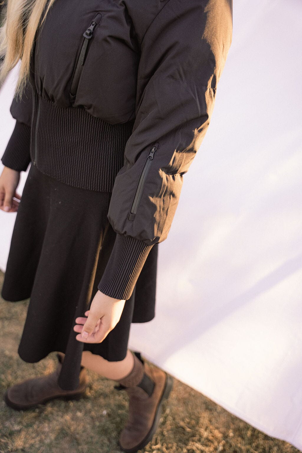 Elegy Tall Waistband Teens Down Coat - Black Matte Coat IBIS Outerwear