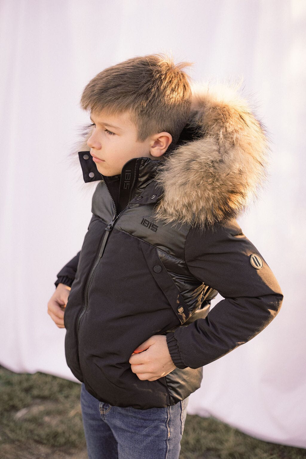 Folio Mixed Media Boys Down Coat - Black Coat IBIS Outerwear