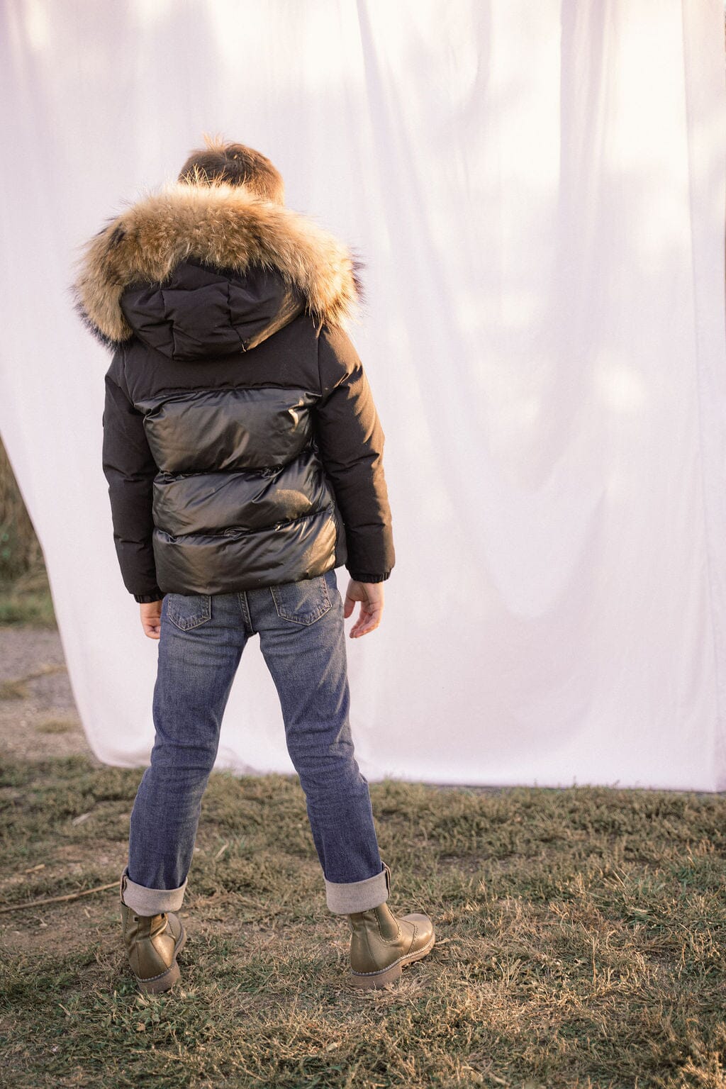 Folio Mixed Media Boys Down Coat - Black Coat IBIS Outerwear