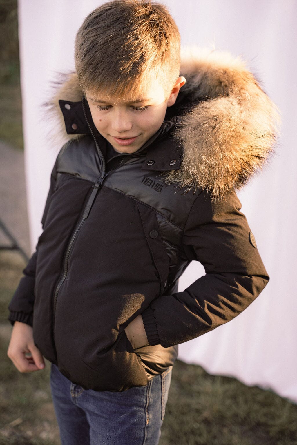 Folio Mixed Media Boys Down Coat - Black Coat IBIS Outerwear