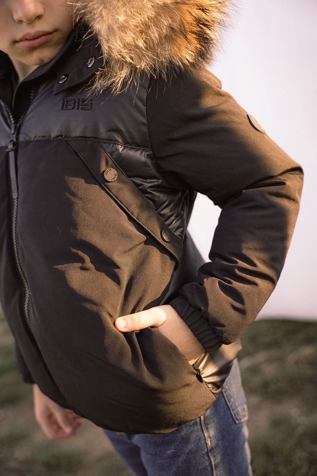 Folio Mixed Media Boys Down Coat - Black Coat IBIS Outerwear