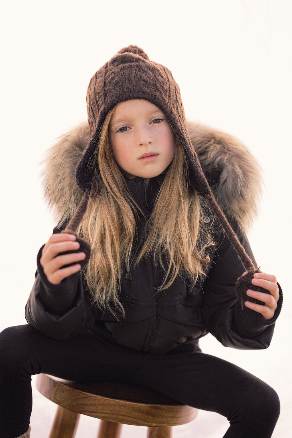 Narrative Covered Pocket Girls Down Coat - Black Coat IBIS Outerwear