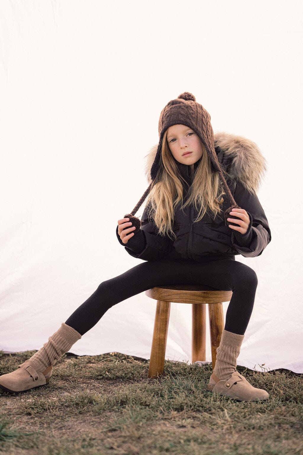 Narrative Covered Pocket Girls Down Coat - Black Coat IBIS Outerwear