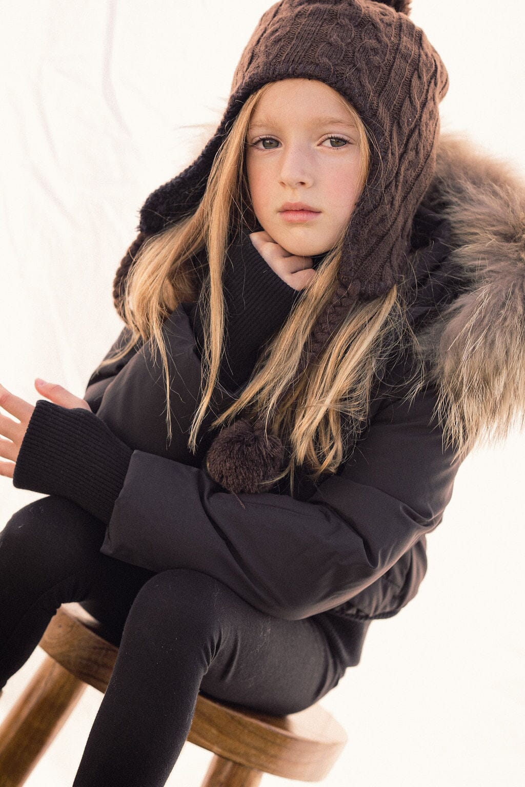 Narrative Covered Pocket Girls Down Coat - Black Coat IBIS Outerwear