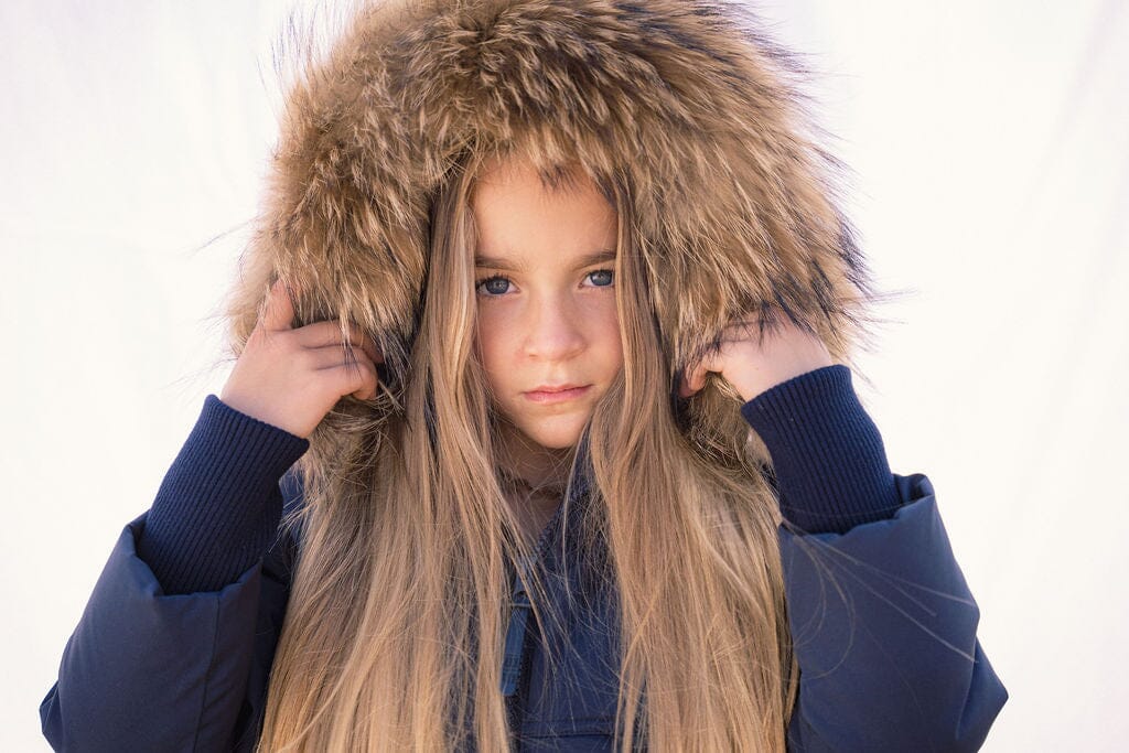 Narrative Covered Pocket Girls Down Coat - Navy Coat IBIS Outerwear