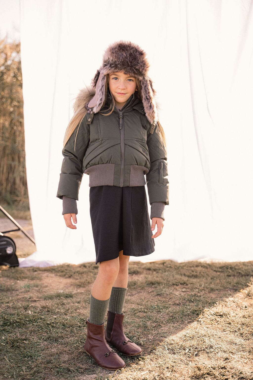 Narrative Covered Pocket Girls Down Coat - Olive Green Coat IBIS Outerwear