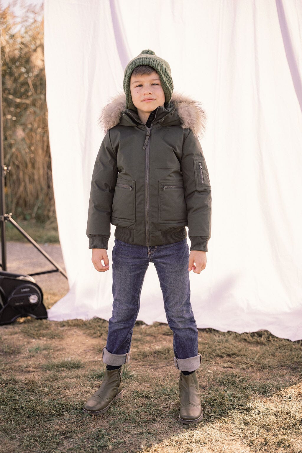 Prologue Square Pocket Boys Down Coat - Olive Green Coat IBIS Outerwear