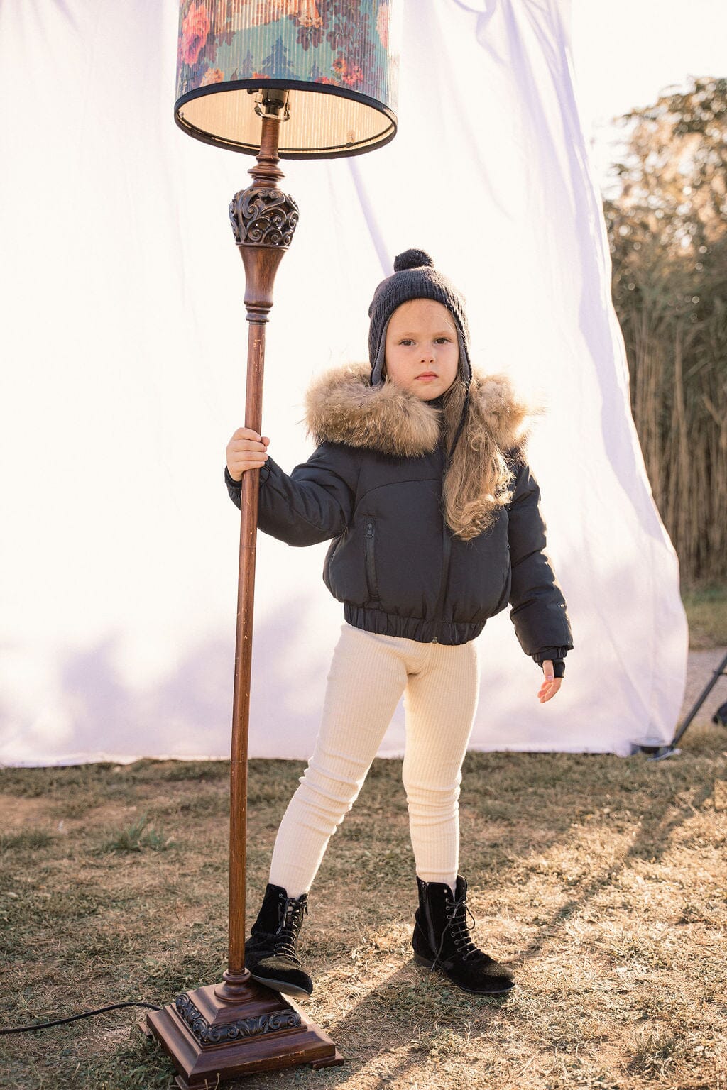 Sonnet Curved Seam Bomber Girls Down Coat - Black Coat IBIS Outerwear