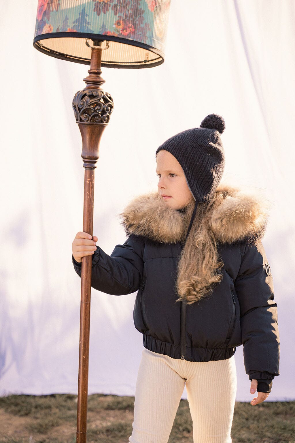 Sonnet Curved Seam Bomber Girls Down Coat - Black Coat IBIS Outerwear