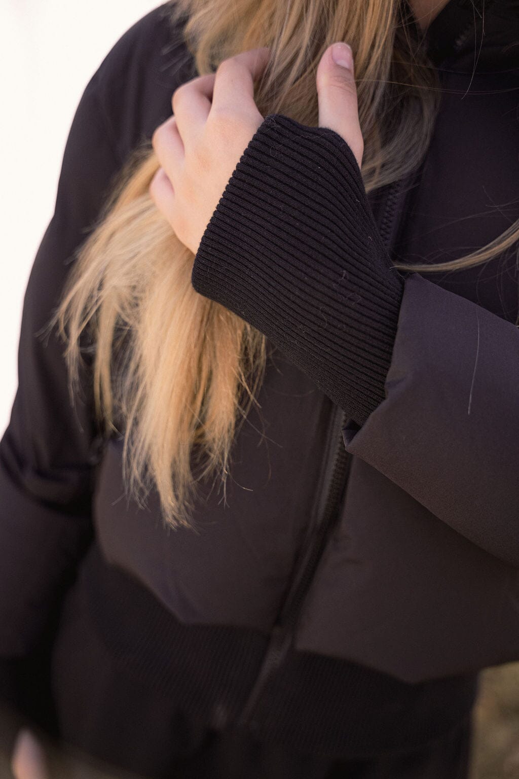 Story Blouson Teens Down Coat - Black with Natural Fur Coat IBIS Outerwear