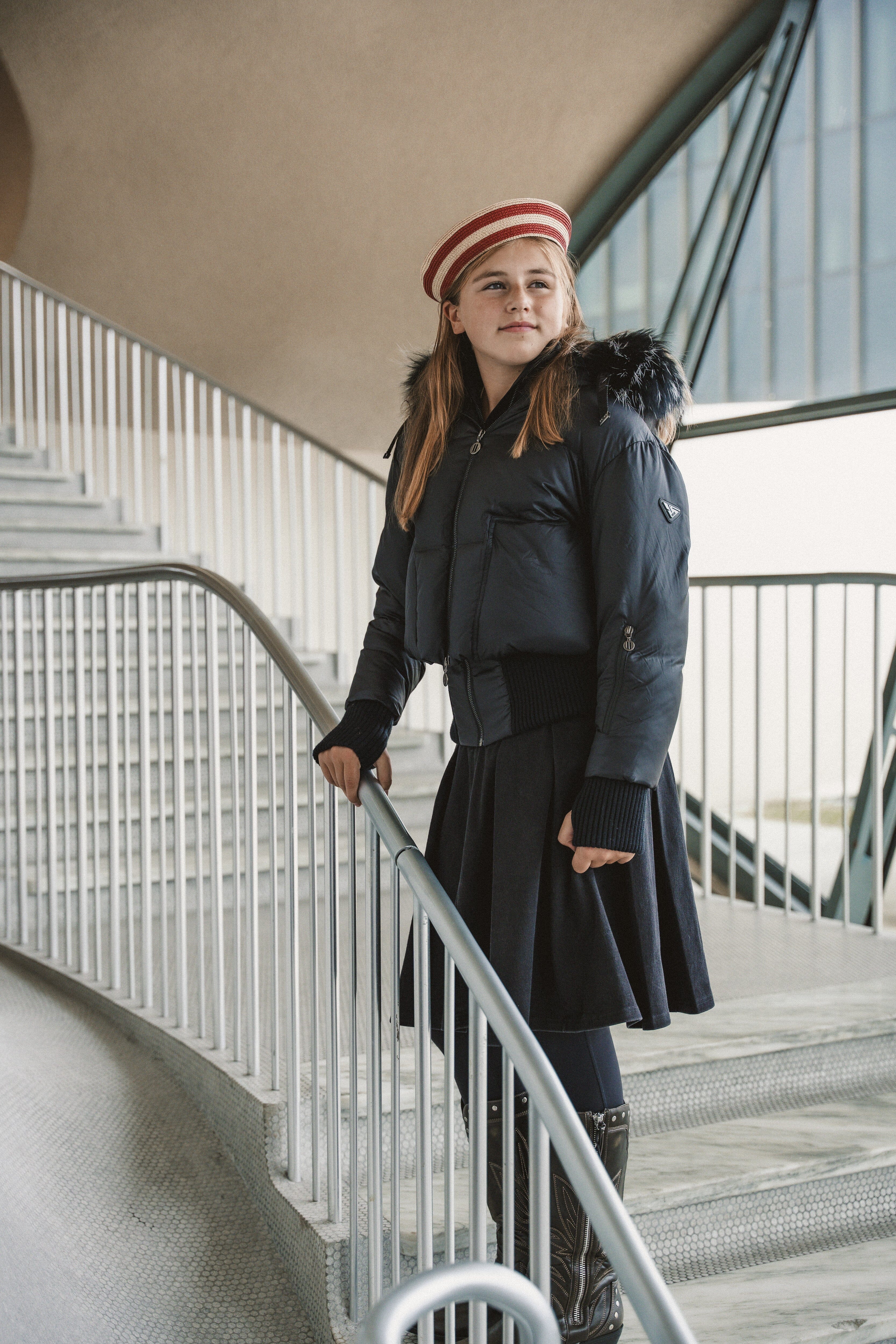 The Beyond Teen Double Zipper Coat - Black Semi Shine Coat IBIS Outerwear