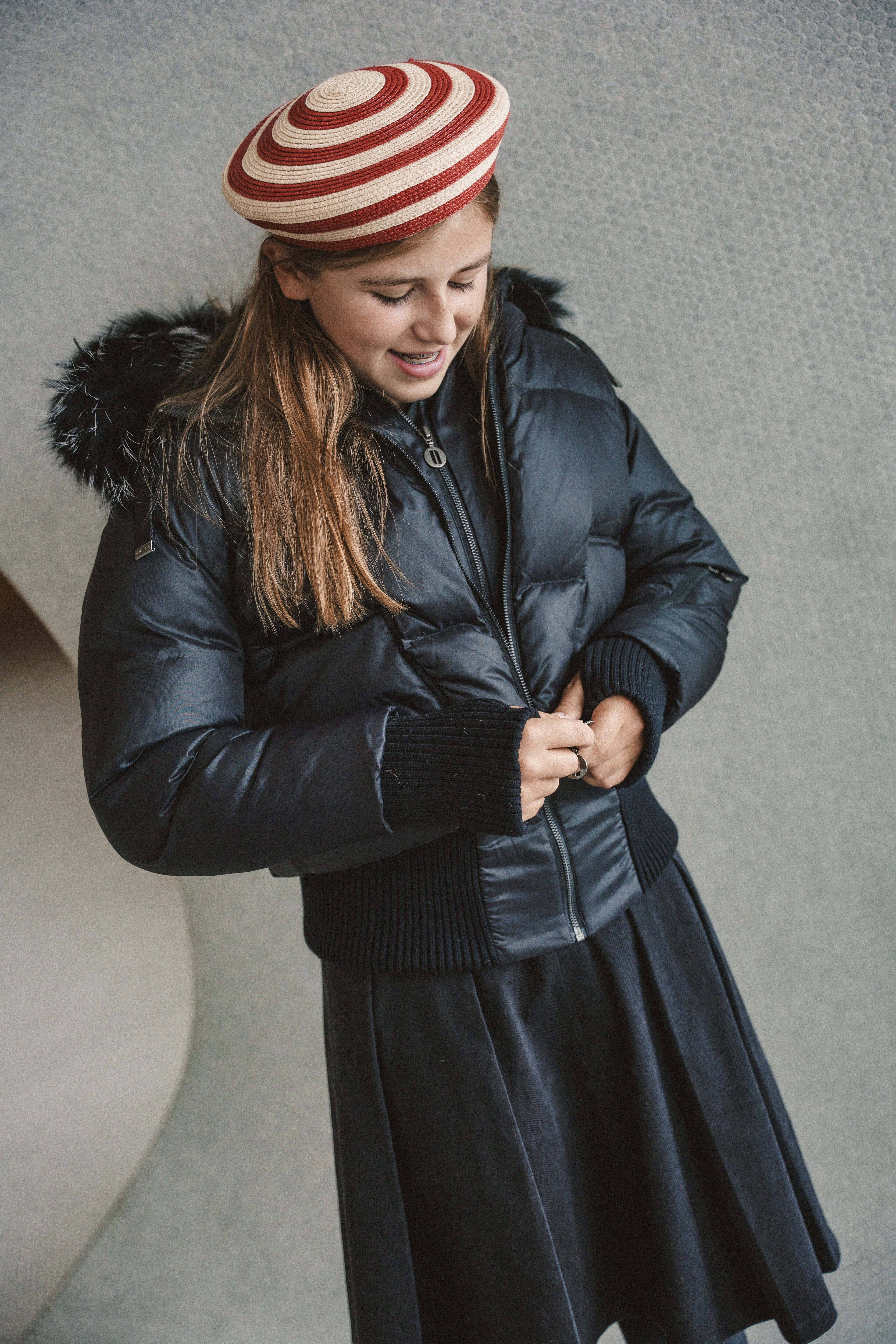 The Beyond Teen Double Zipper Coat - Black Semi Shine Coat IBIS Outerwear