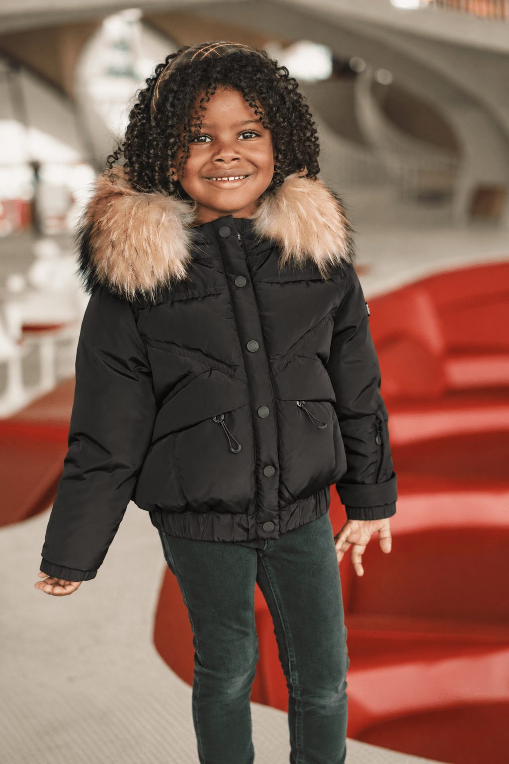 The Crossing Girls Covered Pocket Coat - Black Coat IBIS Outerwear