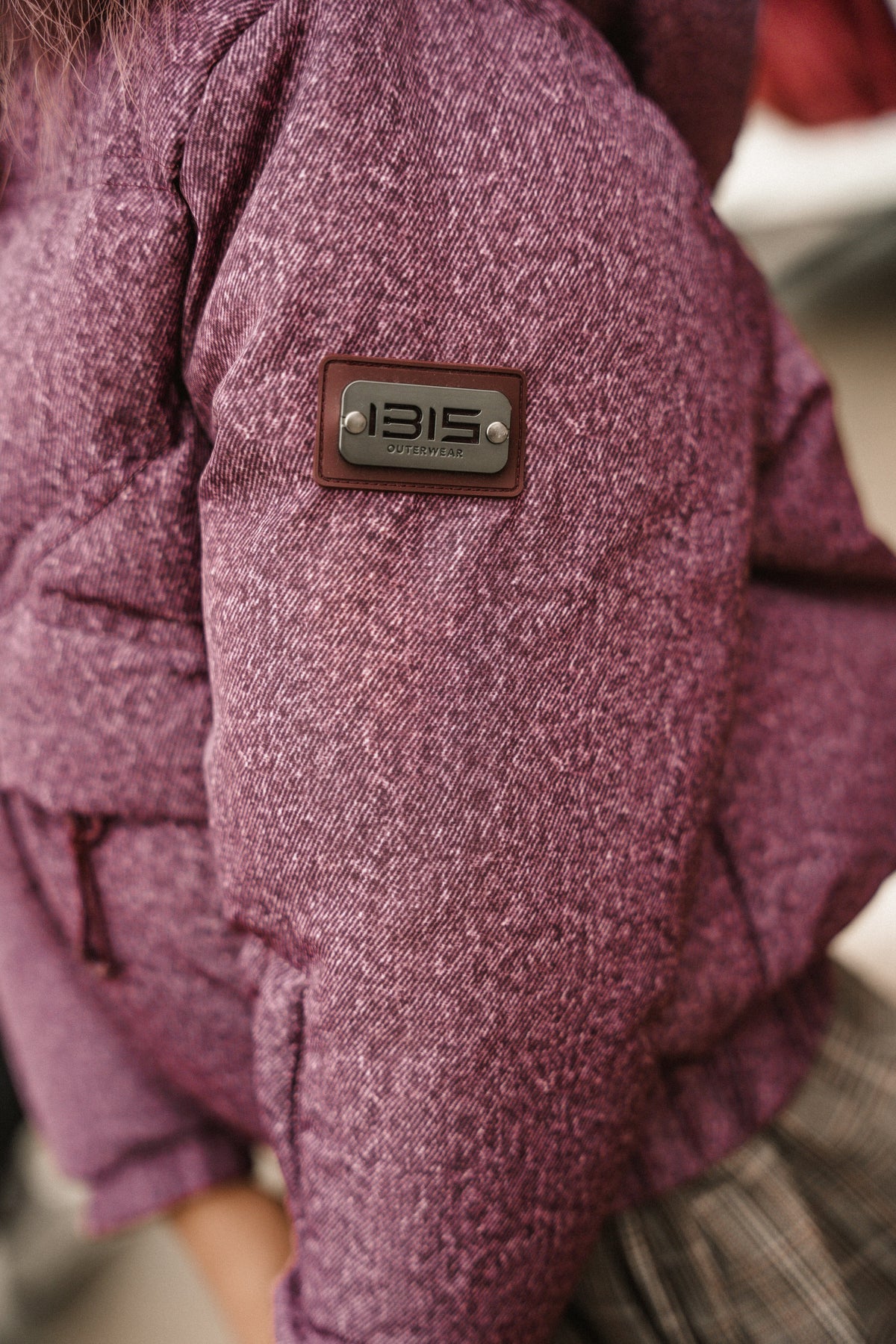 The Crossing Girls Covered Pocket Coat - Burgundy Denim Coat IBIS Outerwear