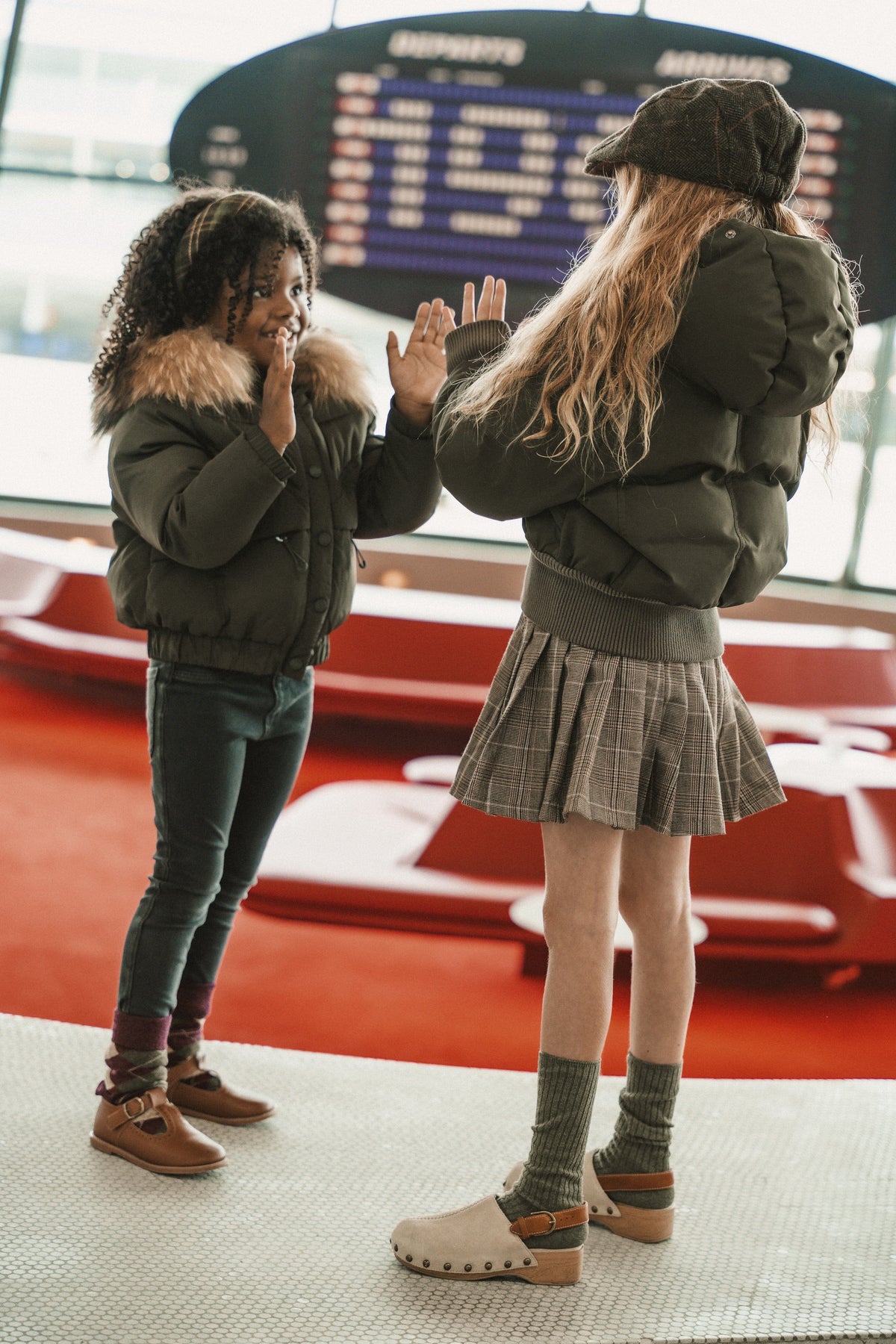 The Crossing Girls Covered Pocket Coat - Olive Green Coat IBIS Outerwear