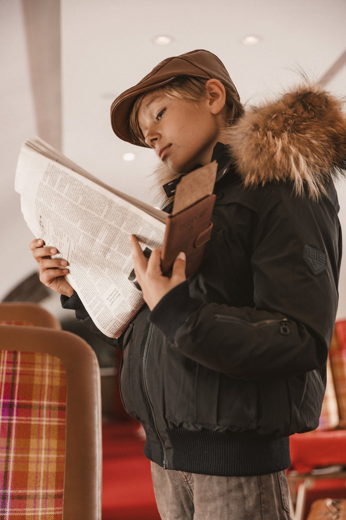 The Northbound Boys' Bomber with Shoulder Flaps - Black Coat IBIS Outerwear