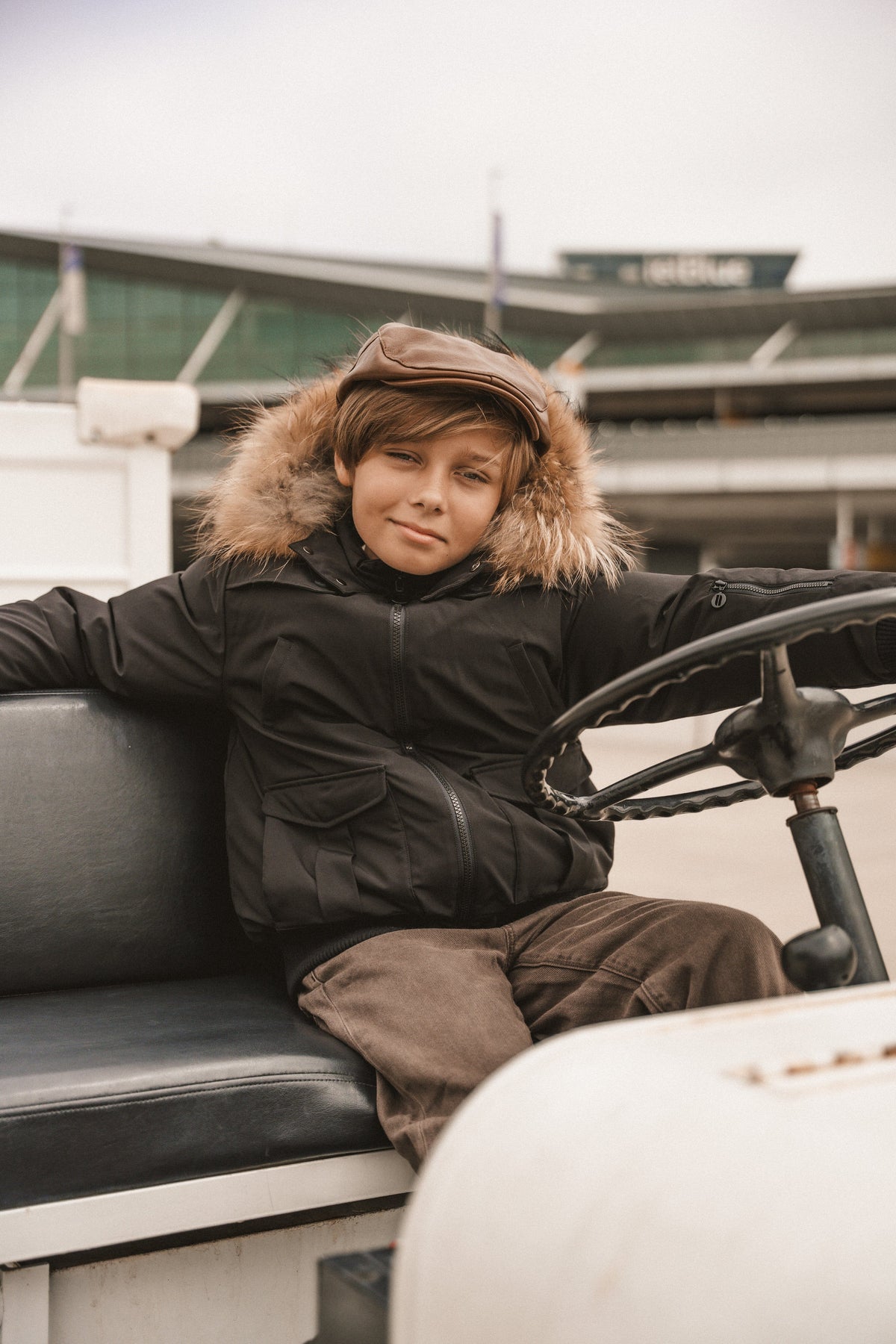 The Northbound Boys' Bomber with Shoulder Flaps - Black Coat IBIS Outerwear