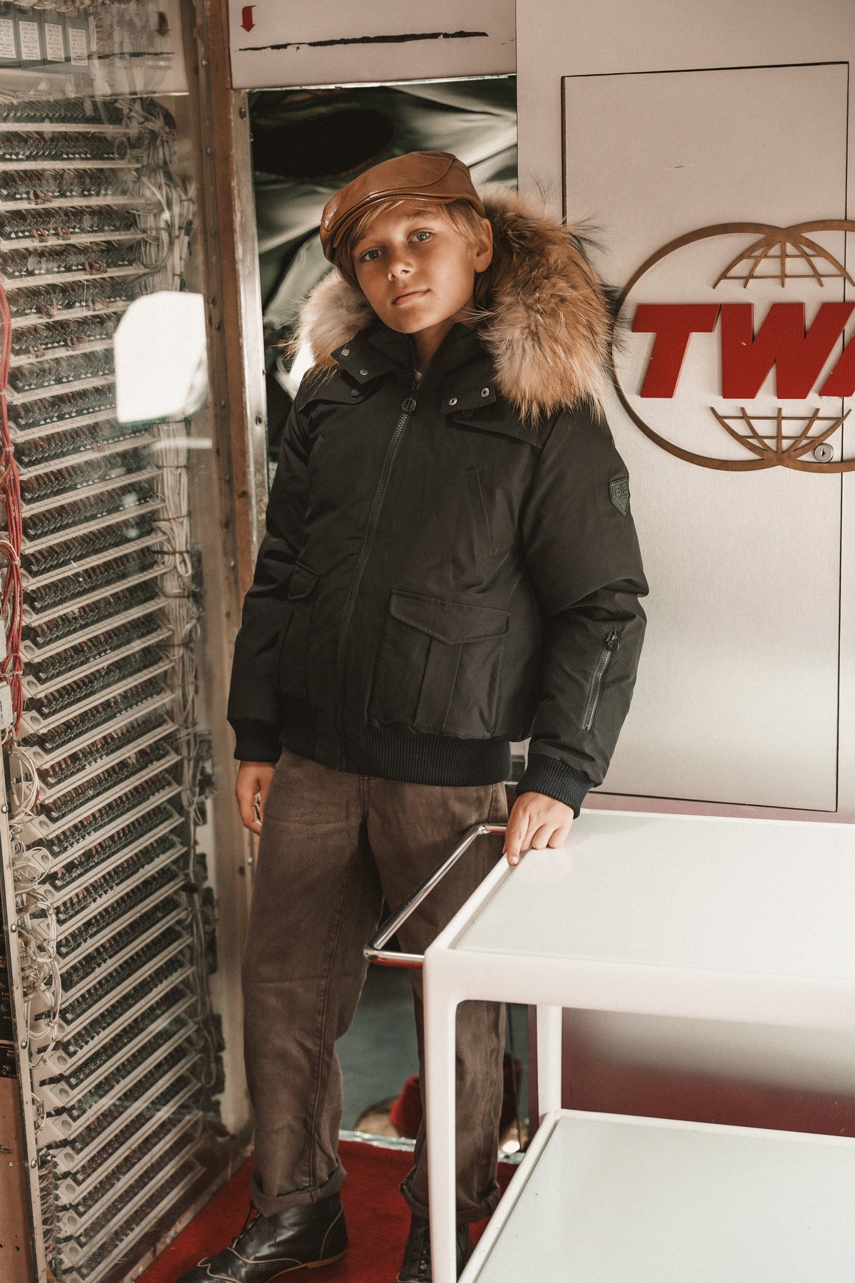 The Northbound Boys' Bomber with Shoulder Flaps - Black Coat IBIS Outerwear