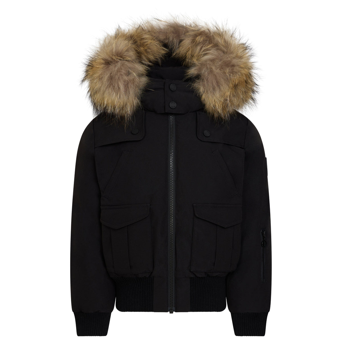 The Northbound Boys' Bomber with Shoulder Flaps - Black Coat IBIS Outerwear