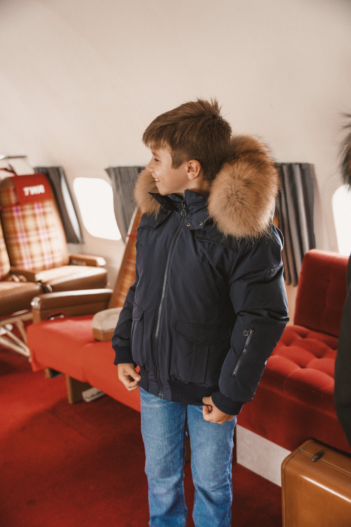 The Northbound Boys' Bomber with Shoulder Flaps - Navy Coat IBIS Outerwear