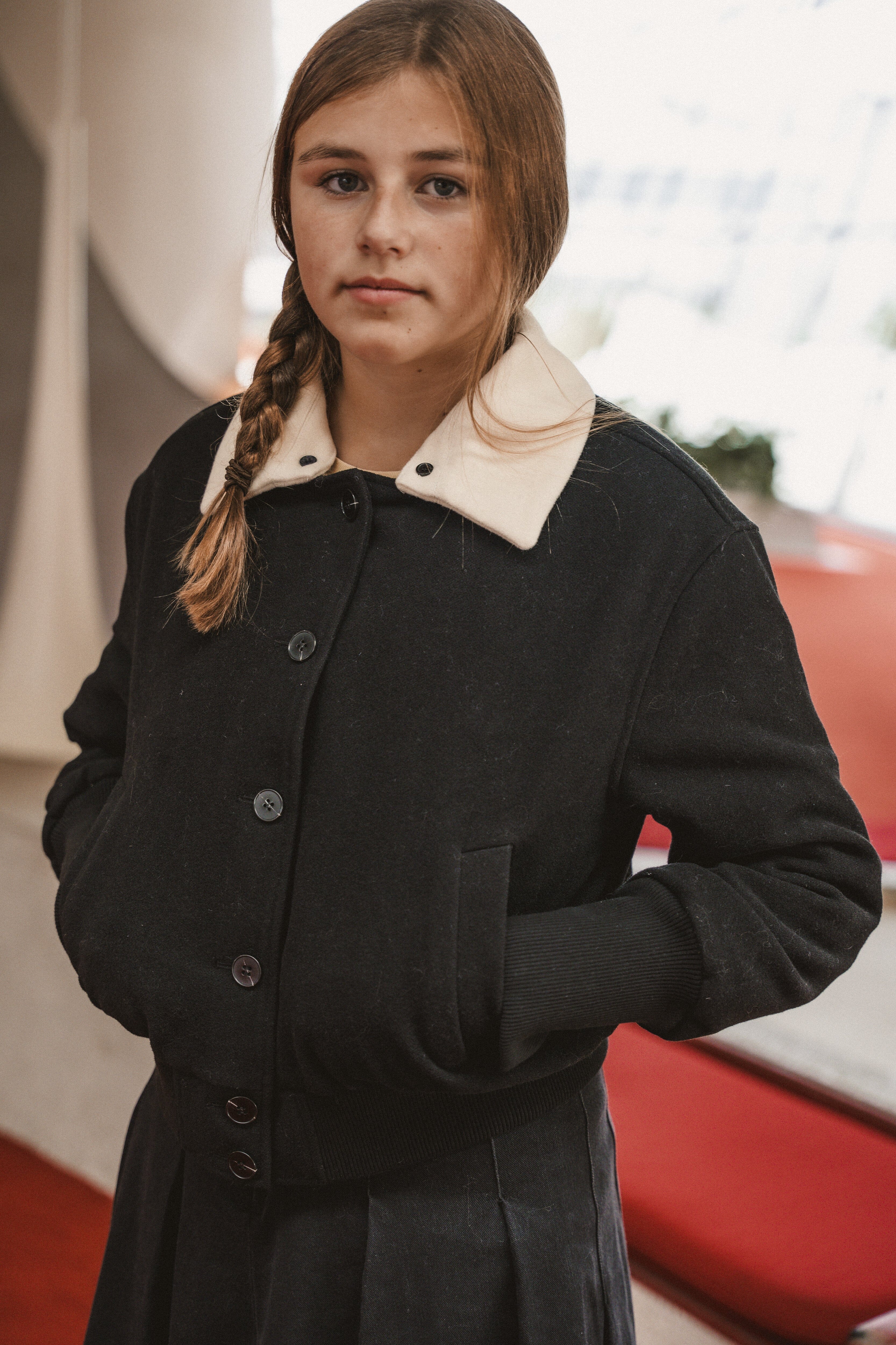 The Return Teen Dress Jacket with Contrast Collar - Black Jacket IBIS Outerwear
