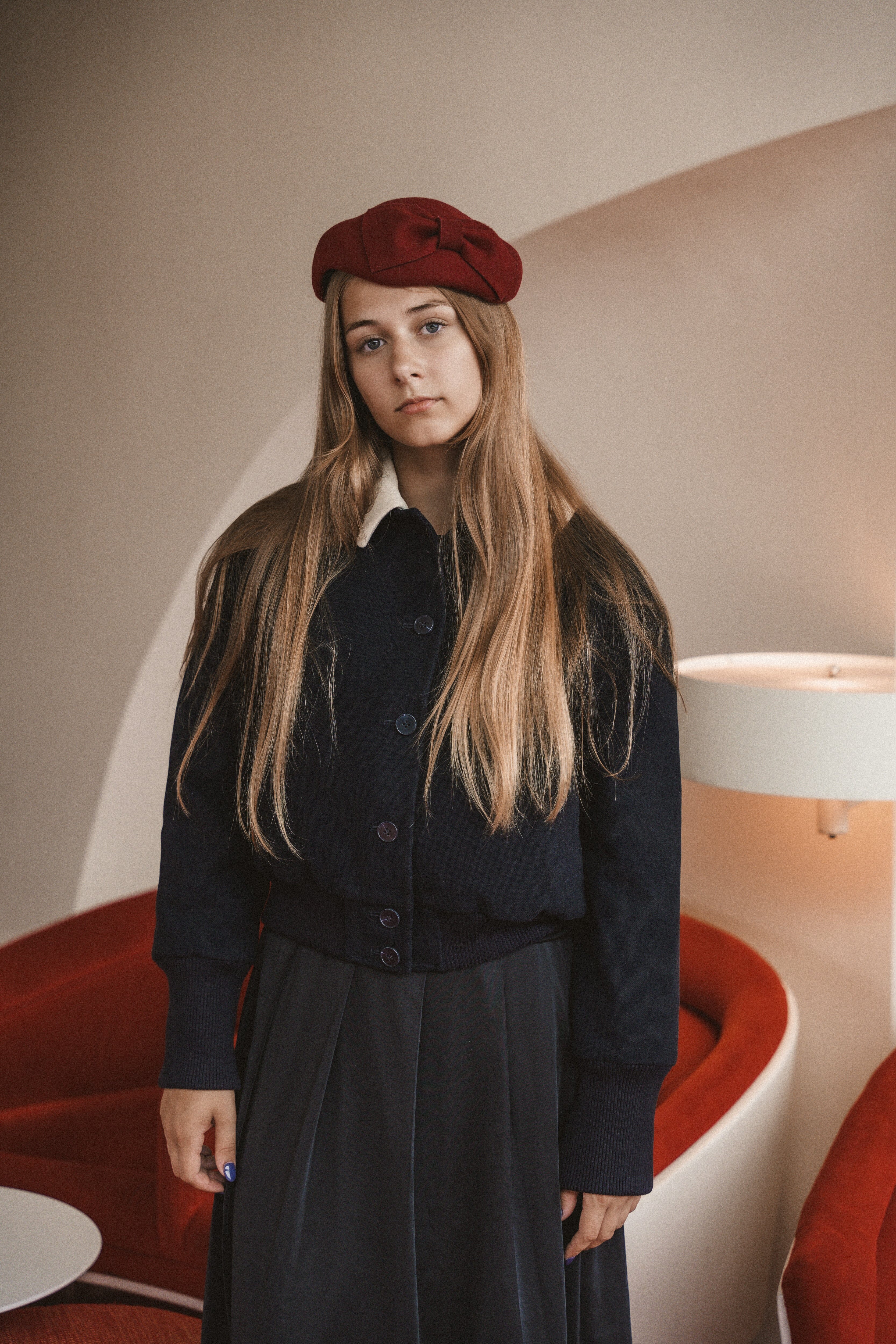 The Return Teen Dress Jacket with Contrast Collar - Navy Jacket IBIS Outerwear