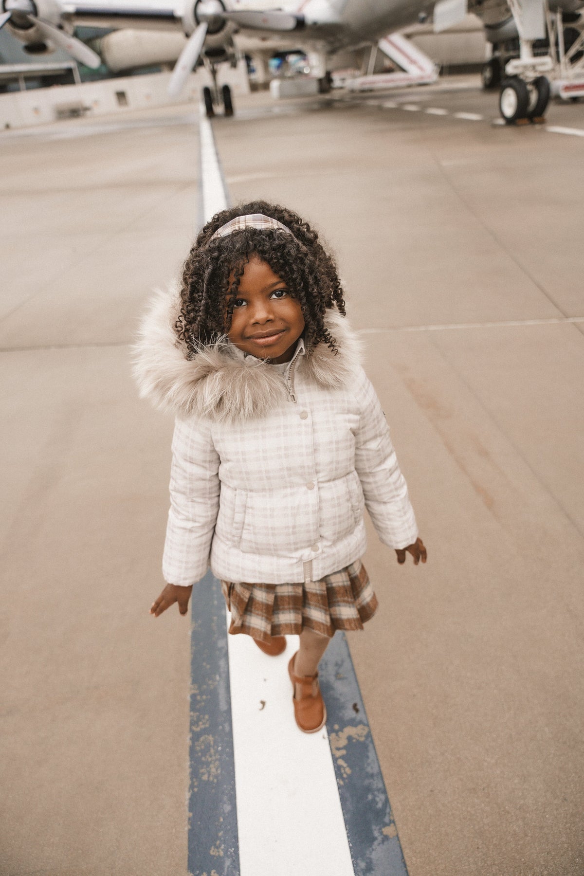 The Stride Toddler Coat - Taupe Plaid Coat IBIS Outerwear