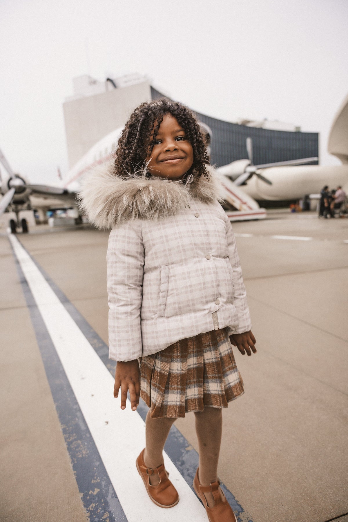 The Stride Toddler Coat - Taupe Plaid Coat IBIS Outerwear