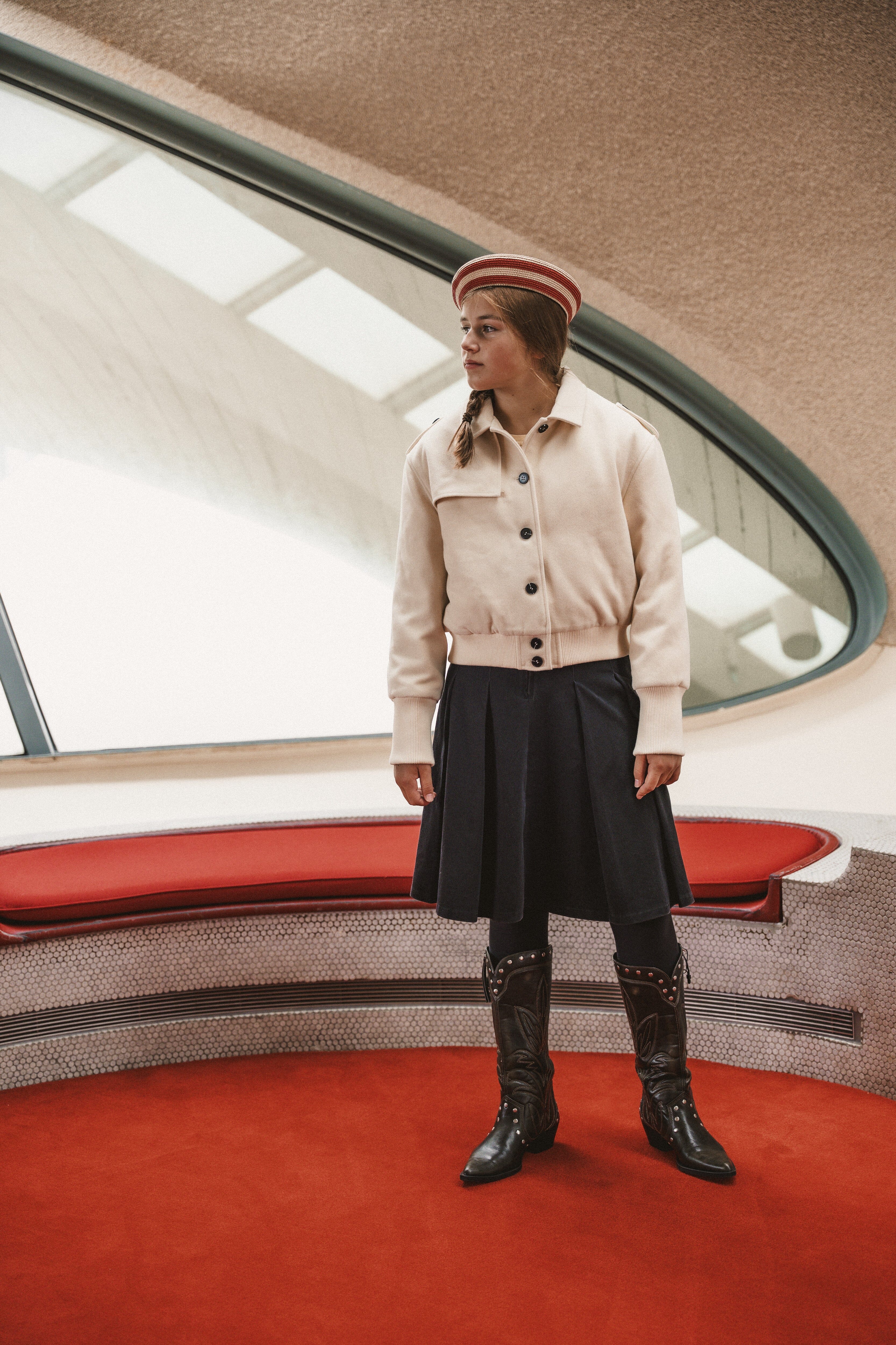 The Voyage Teen Dress Jacket with Flaps - Cream Jacket IBIS Outerwear