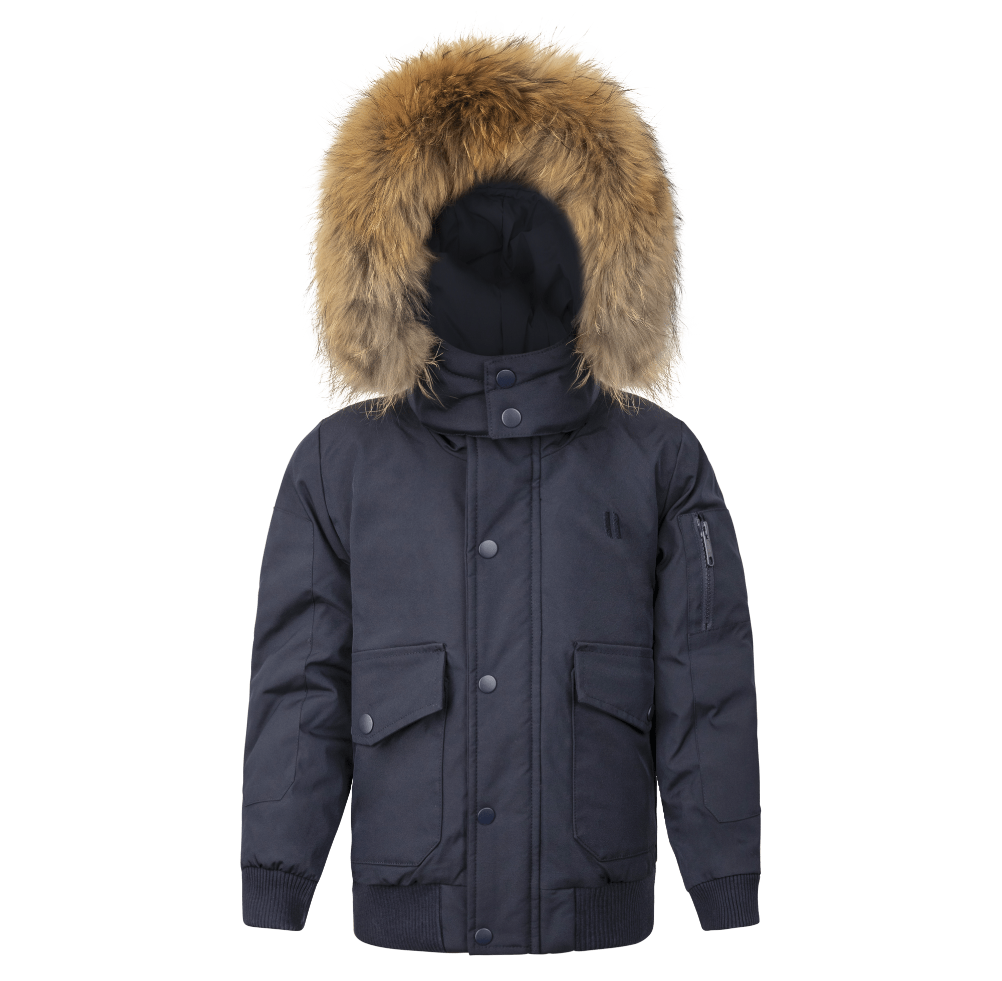 Urbanite Boy's Down Coat with Fur - Navy Coat IBIS Outerwear