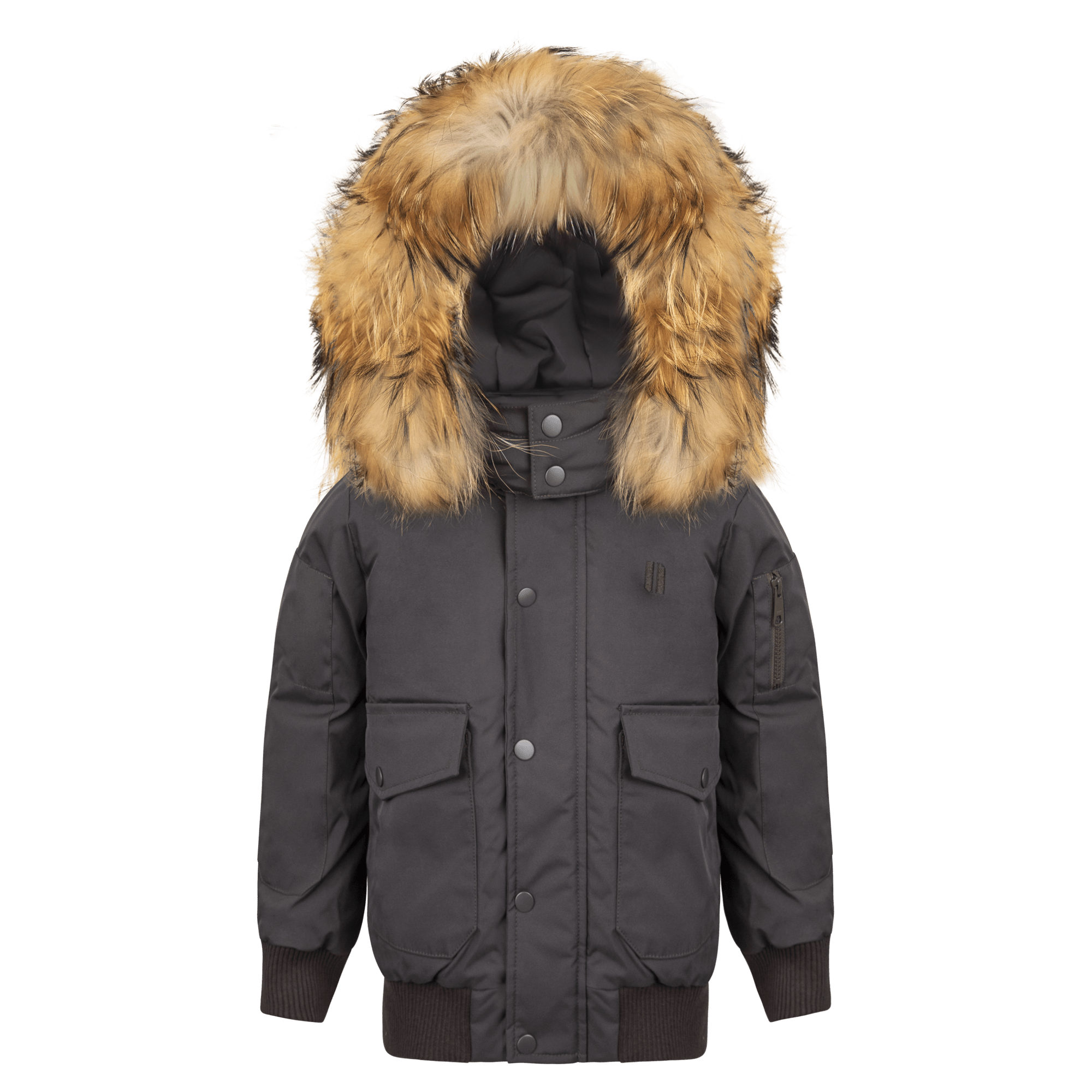 Urbanite Boy's Down Coat with Fur - Olive Green Coat IBIS Outerwear