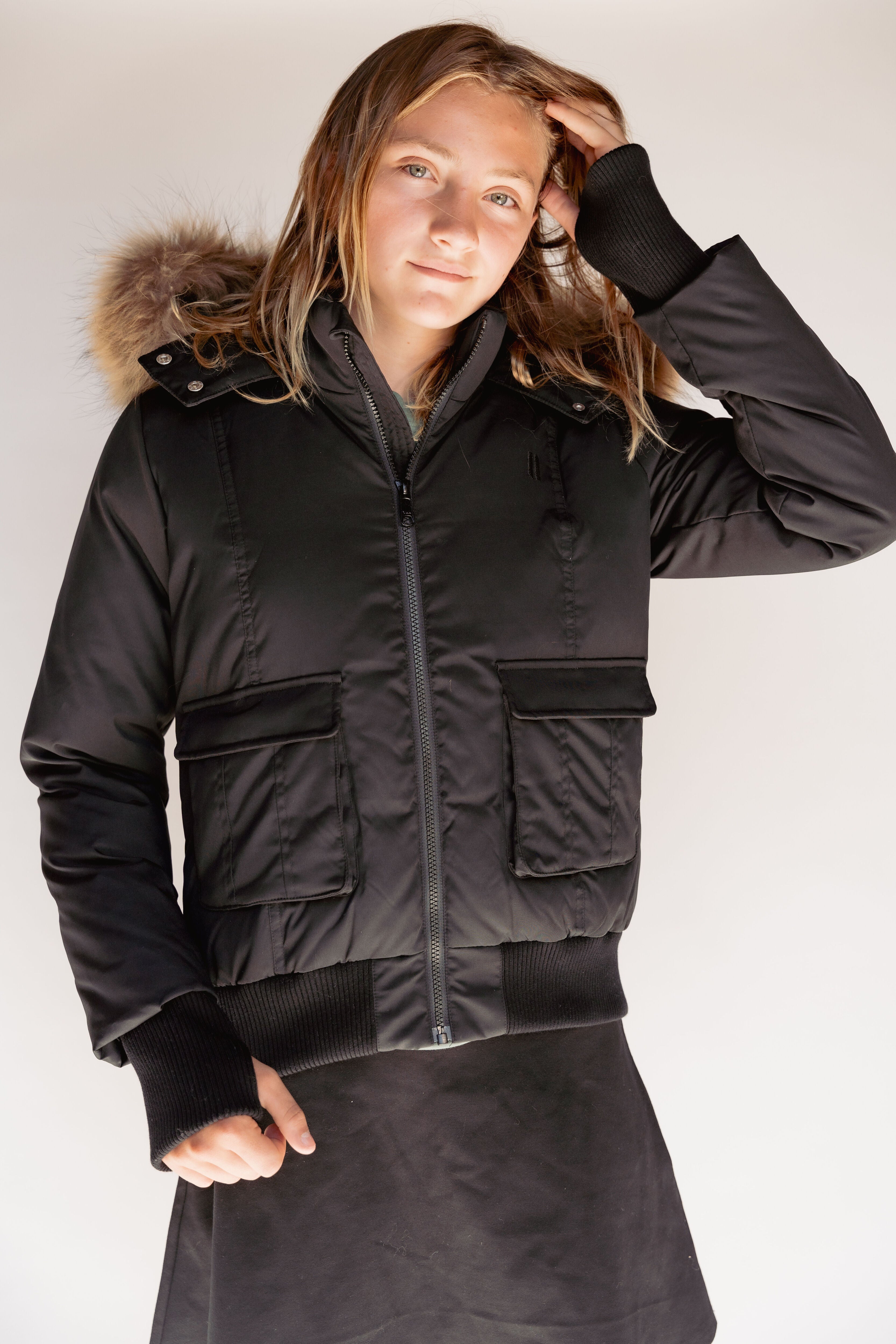 Downtown Girls Down Coat - Jet Black