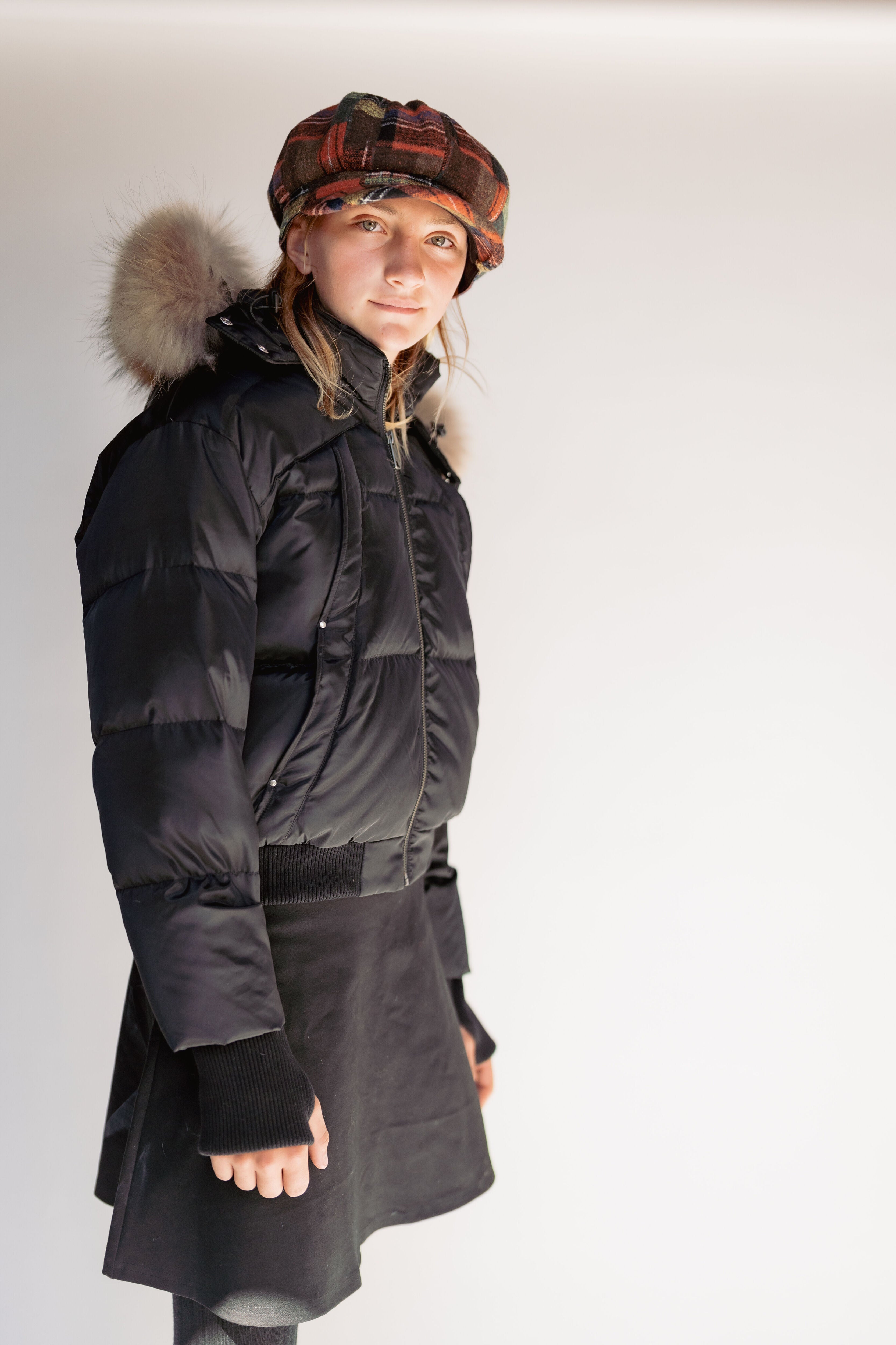 Highline Down Coat with Fur - Black