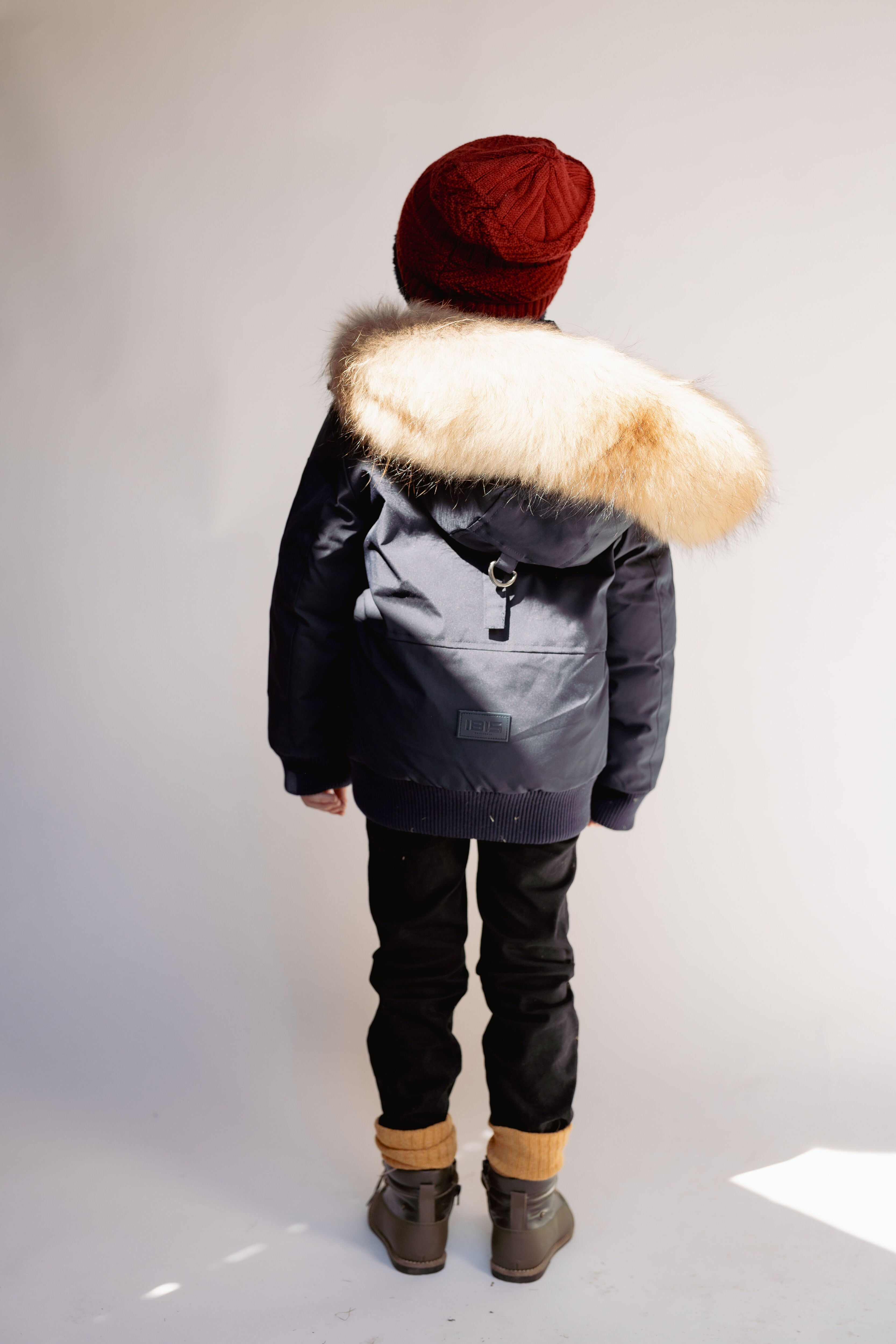 Urbanite Boy's Down Coat with Fur - Navy