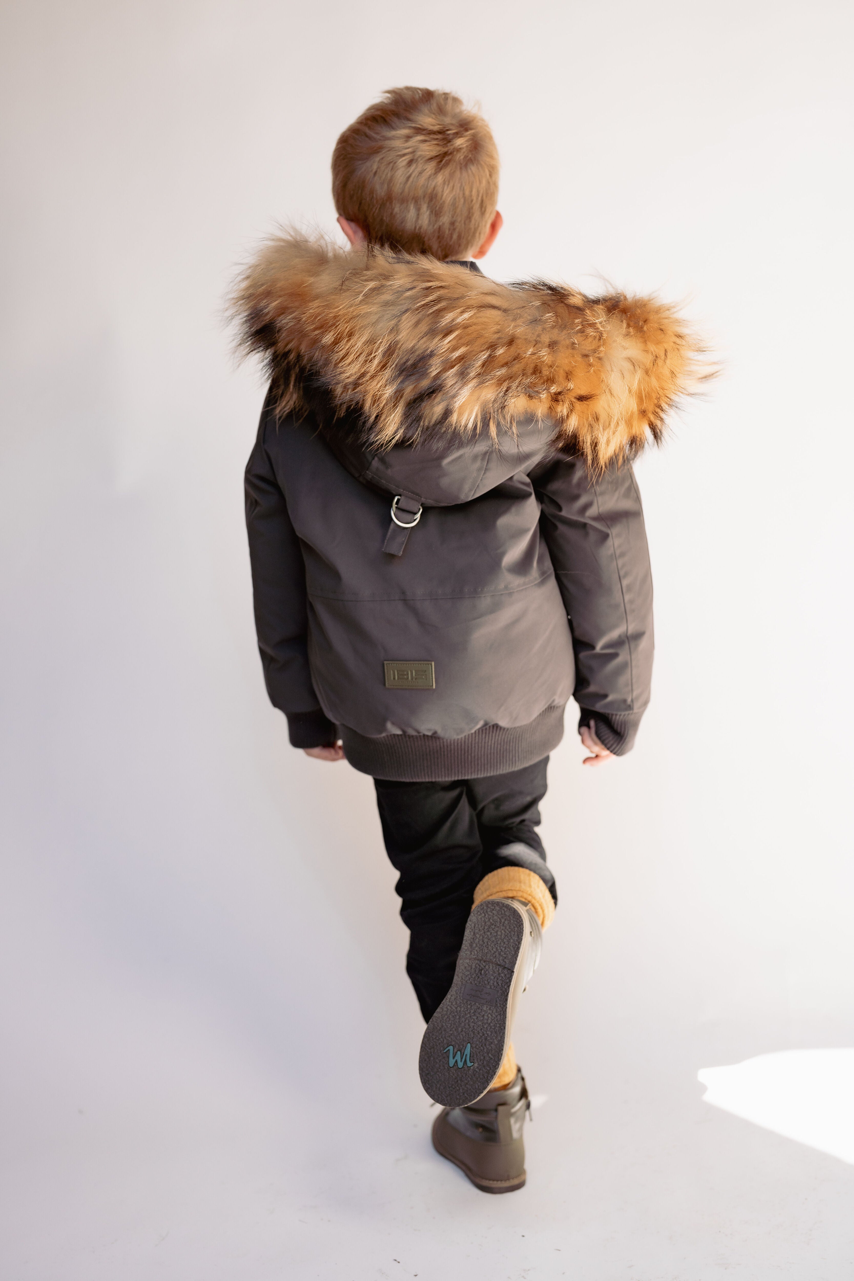 Urbanite Boy's Down Coat with Fur - Olive Green