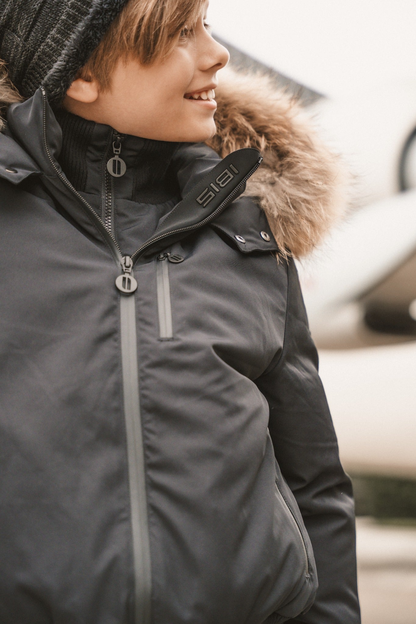 IBIS Forward Boys' Zipper Pocket Coat zipper and branding detail