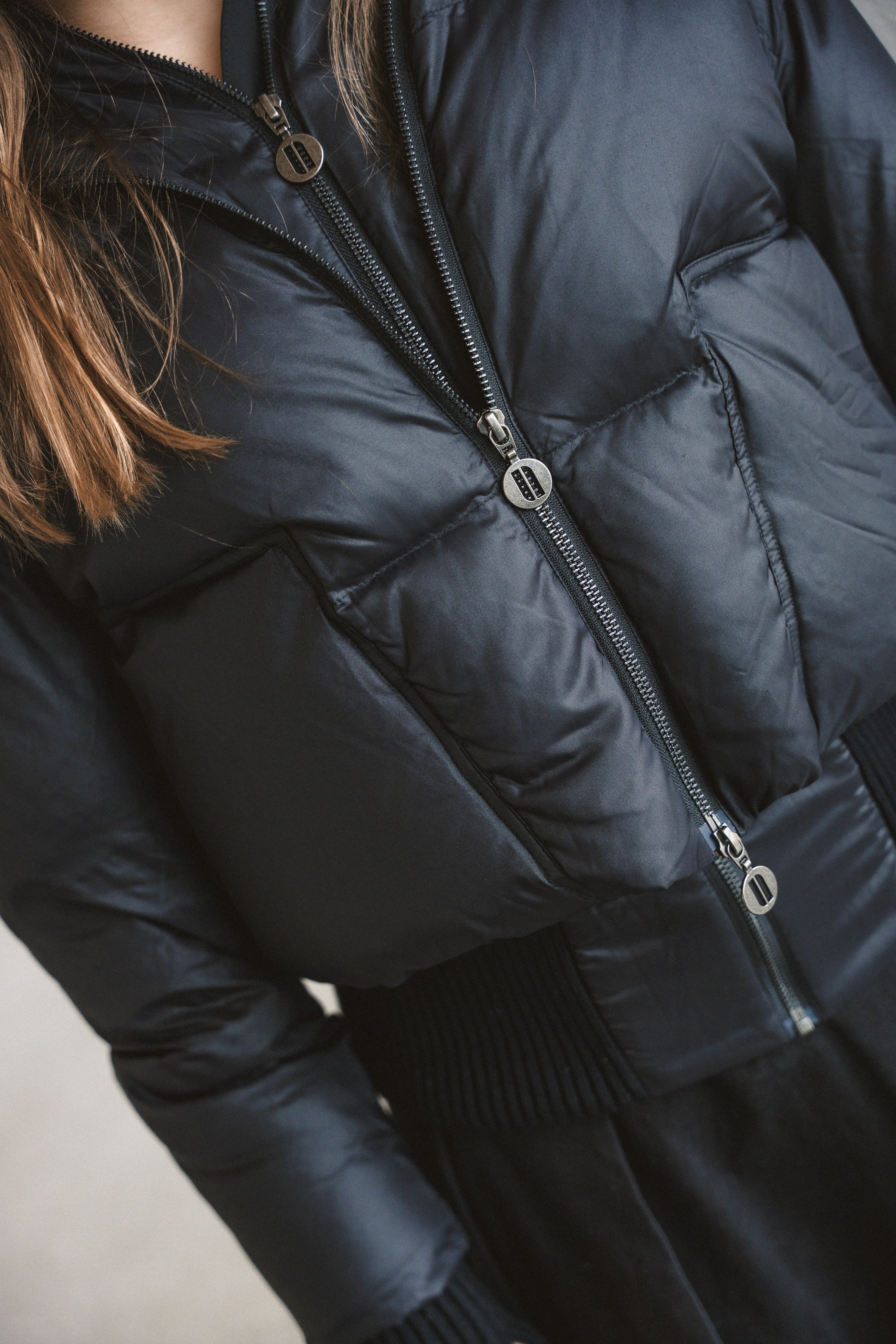 The Beyond Teen Double Zipper Coat - Black Semi Shine