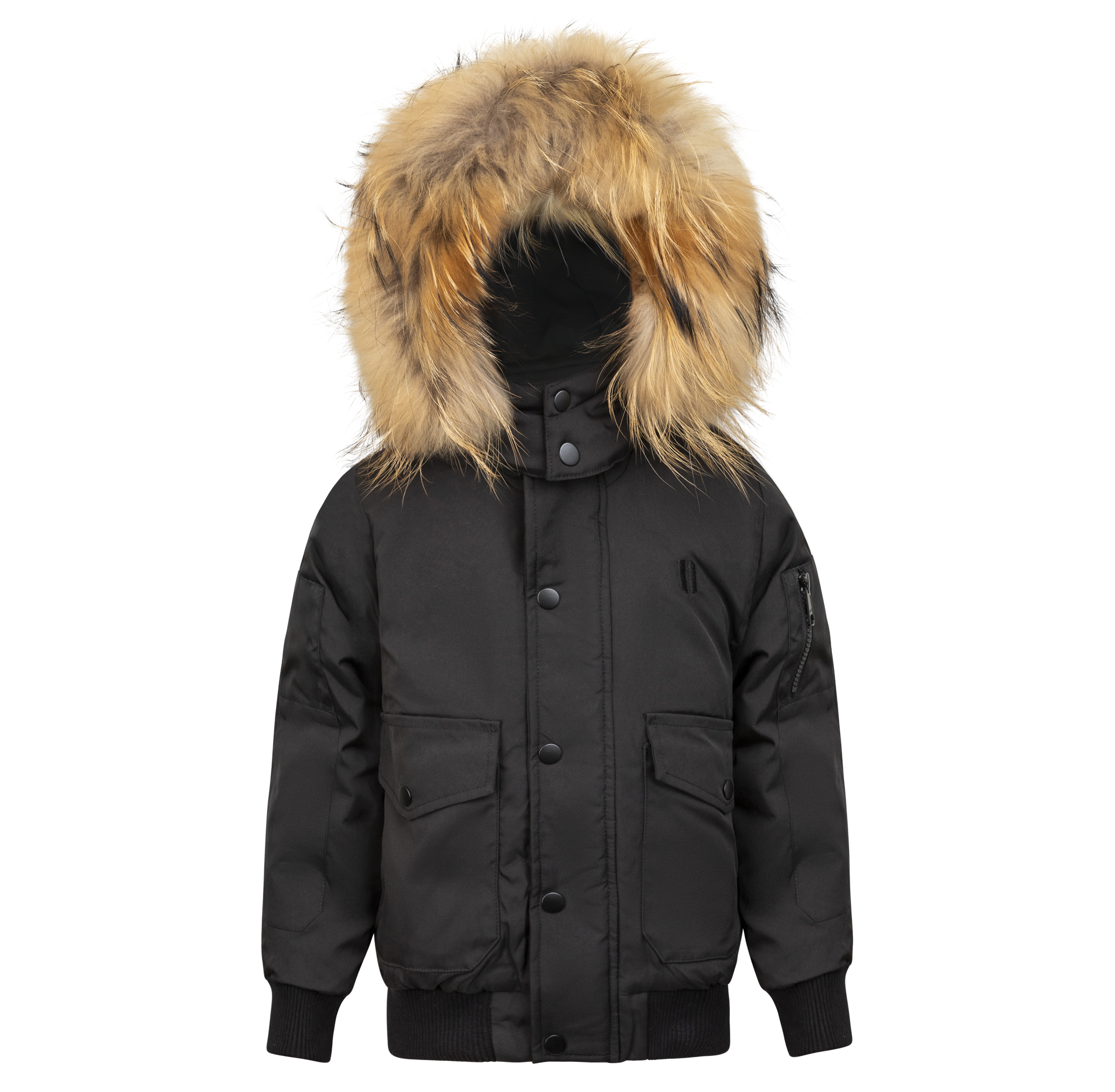 Urbanite Boy's Down Coat with Fur - Jet Black