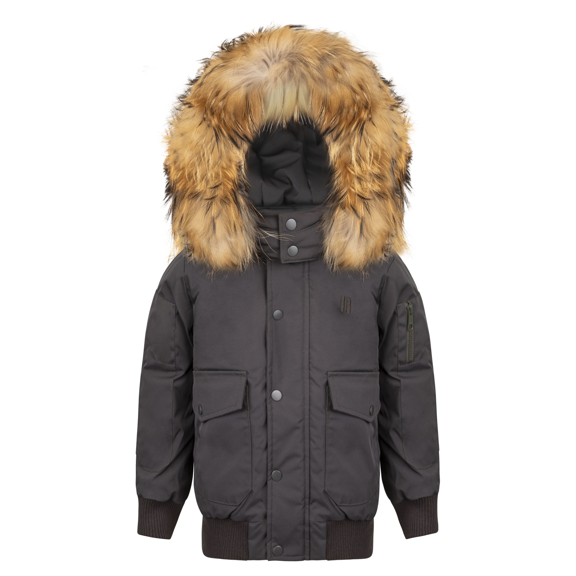 Urbanite Boy's Down Coat with Fur - Olive Green