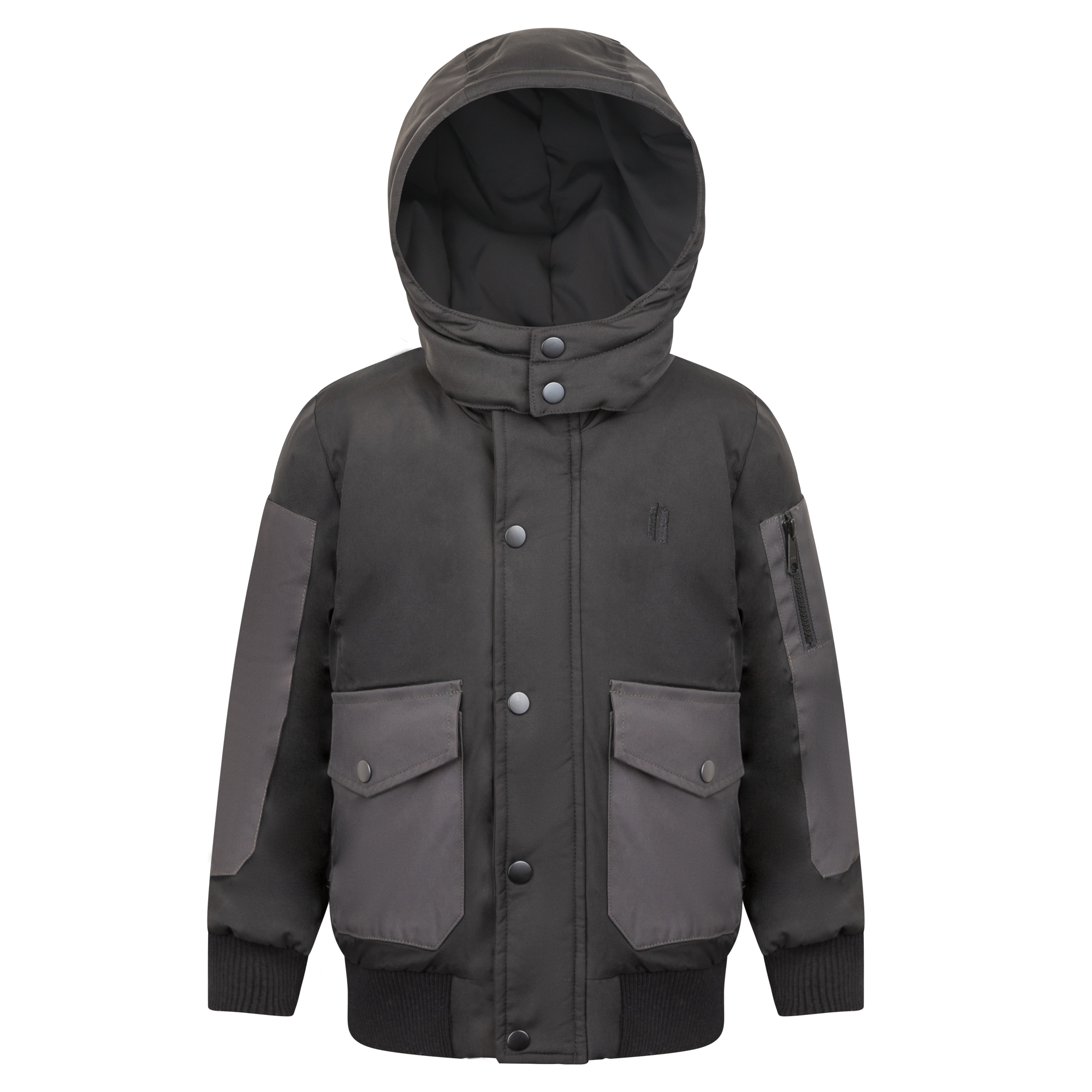 Urbanite Boy's Down Coat - Black with Olive Green Details