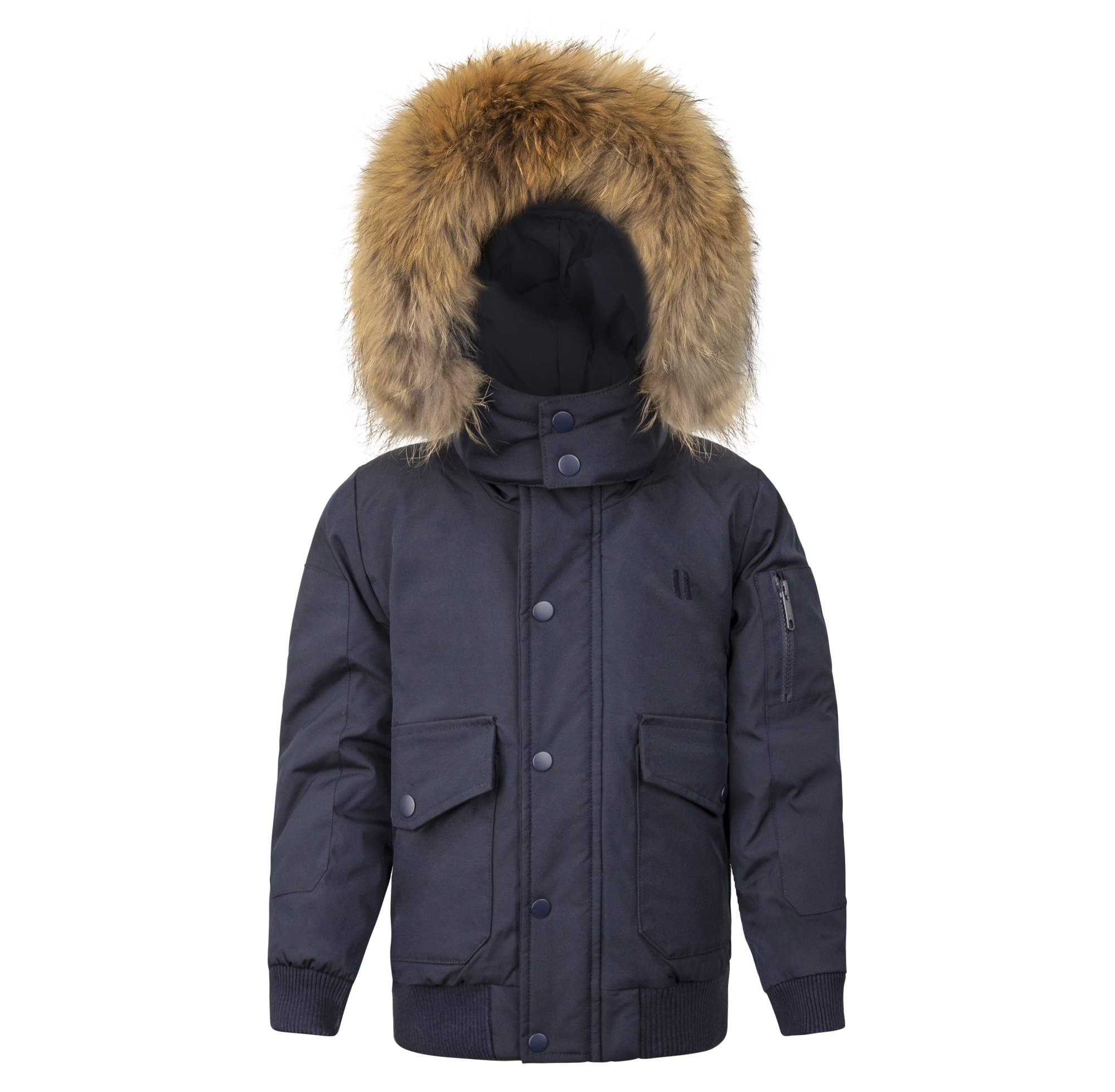 Urbanite Boy's Down Coat with Fur - Navy